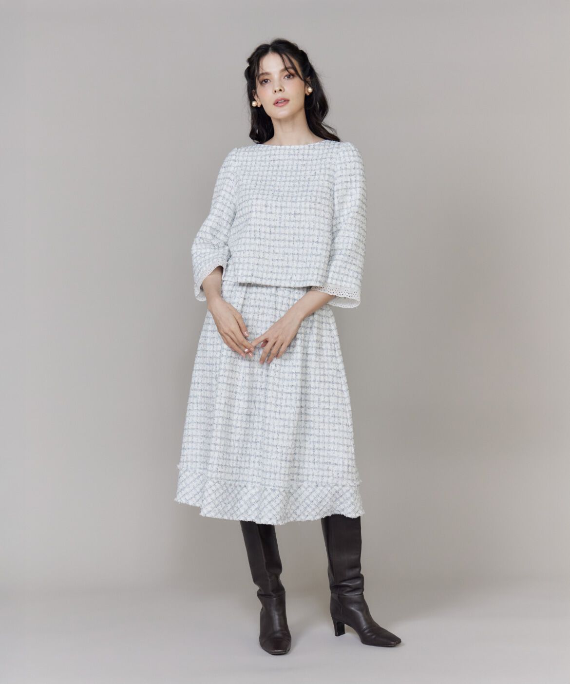 Maglie le cassetto「《M Maglie le cassetto》艶めきツイードスカート」|フレア|