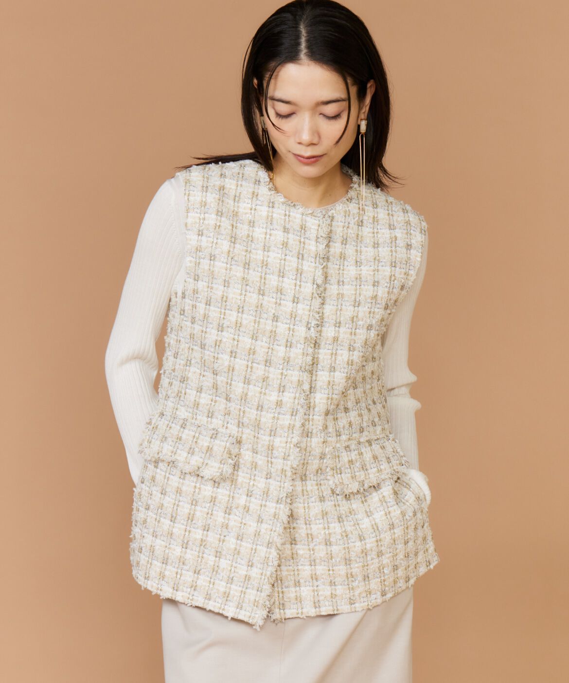 INED「ツイードジレ」|ダウンベスト・ベスト|