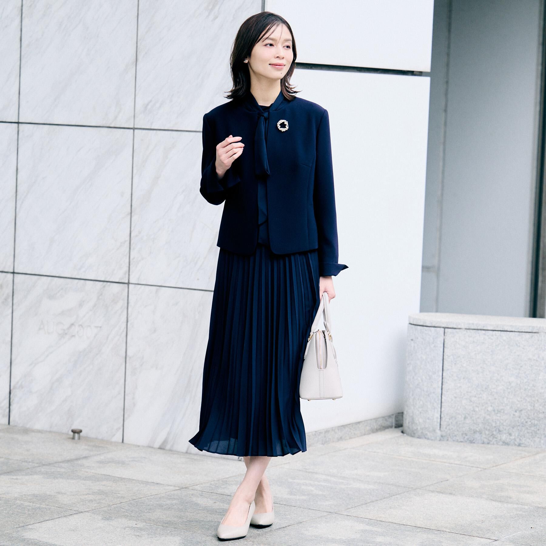 UNTITLED「【フォーマル/洗える】ボウタイ プリーツワンピース」|ワンピース|