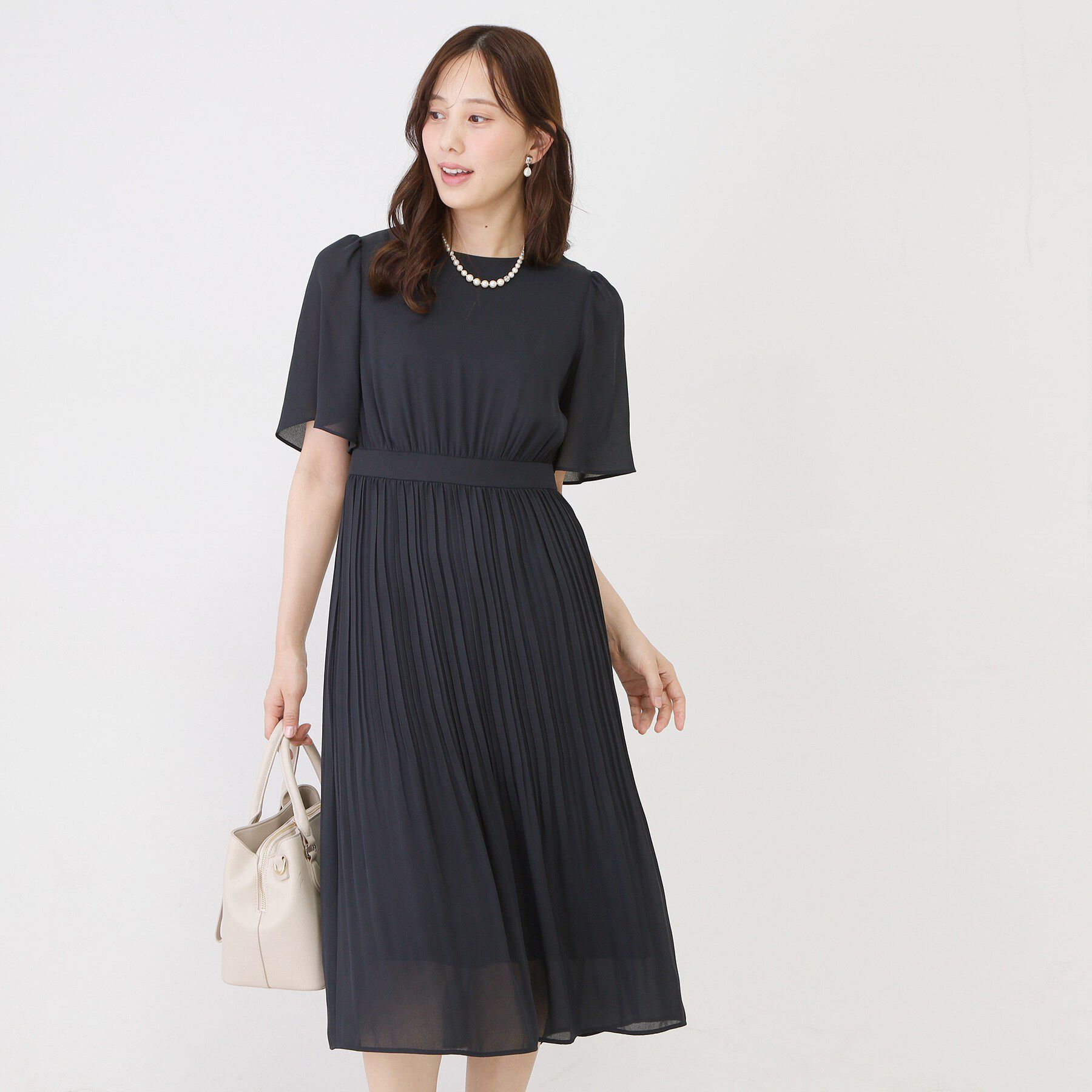 COUP DE CHANCE「【手洗い可】プリーツ加工フレアワンピース」|ワンピース|ネイビー(094)
