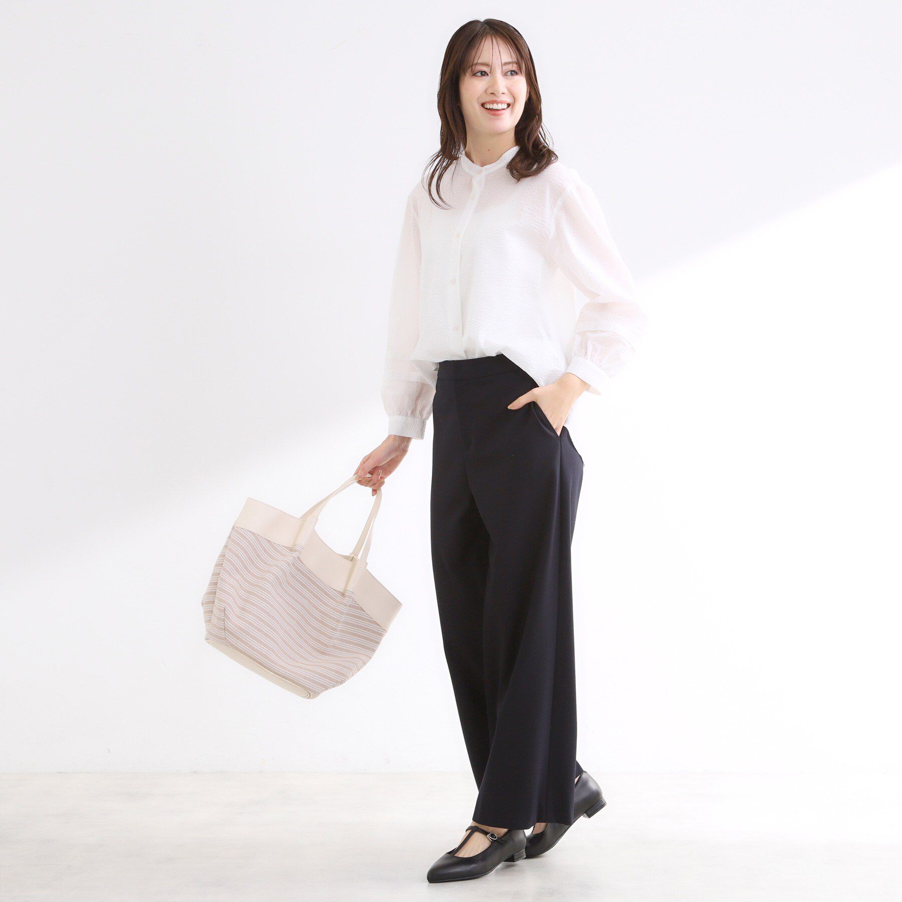 Reflect「【ゆったり着られる◎】バンドカラーシャツブラウス」|シャツ・ブラウス|