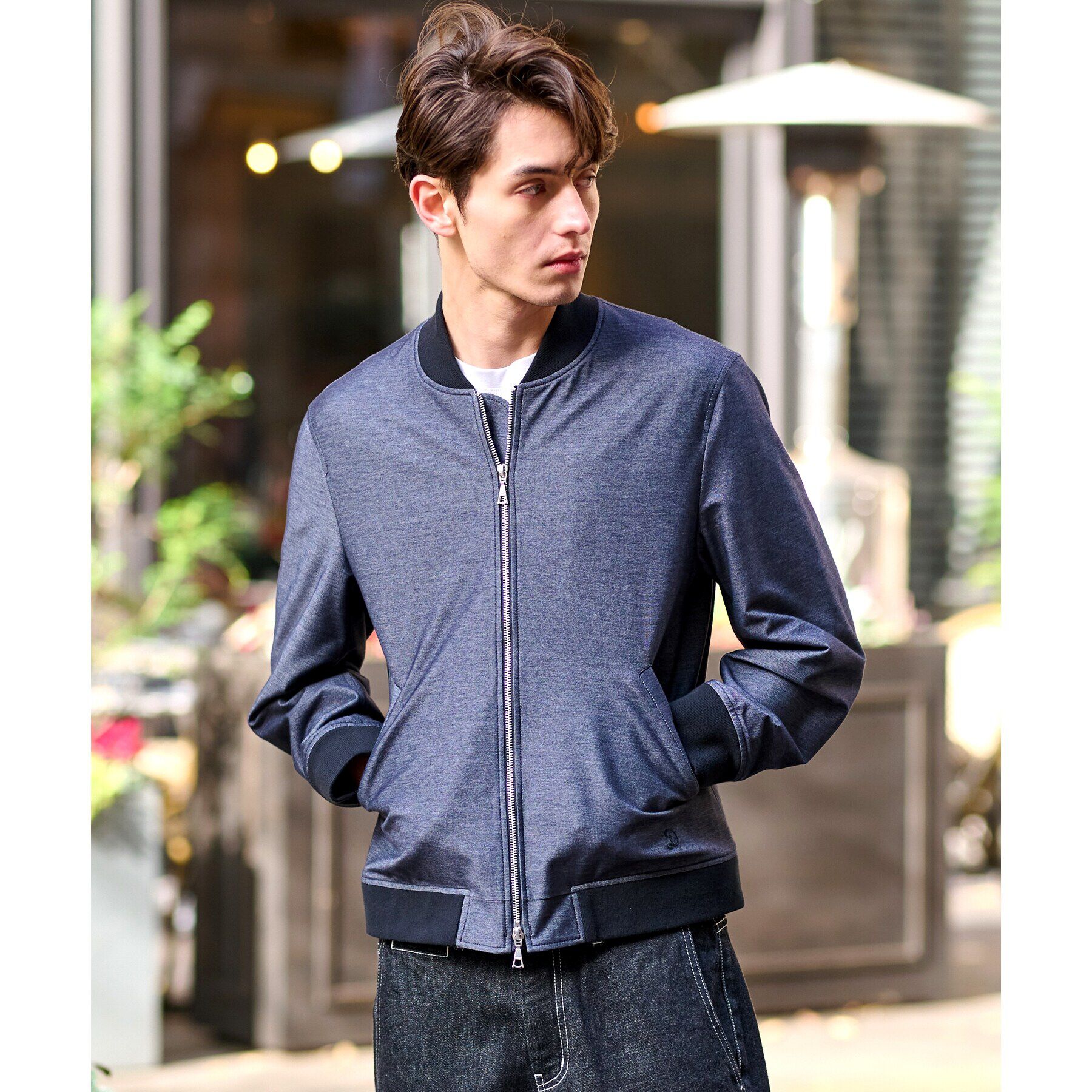 DRESSTERIOR「ALBINI デニムジャージMA－1」|ブルゾン・スタジャン|