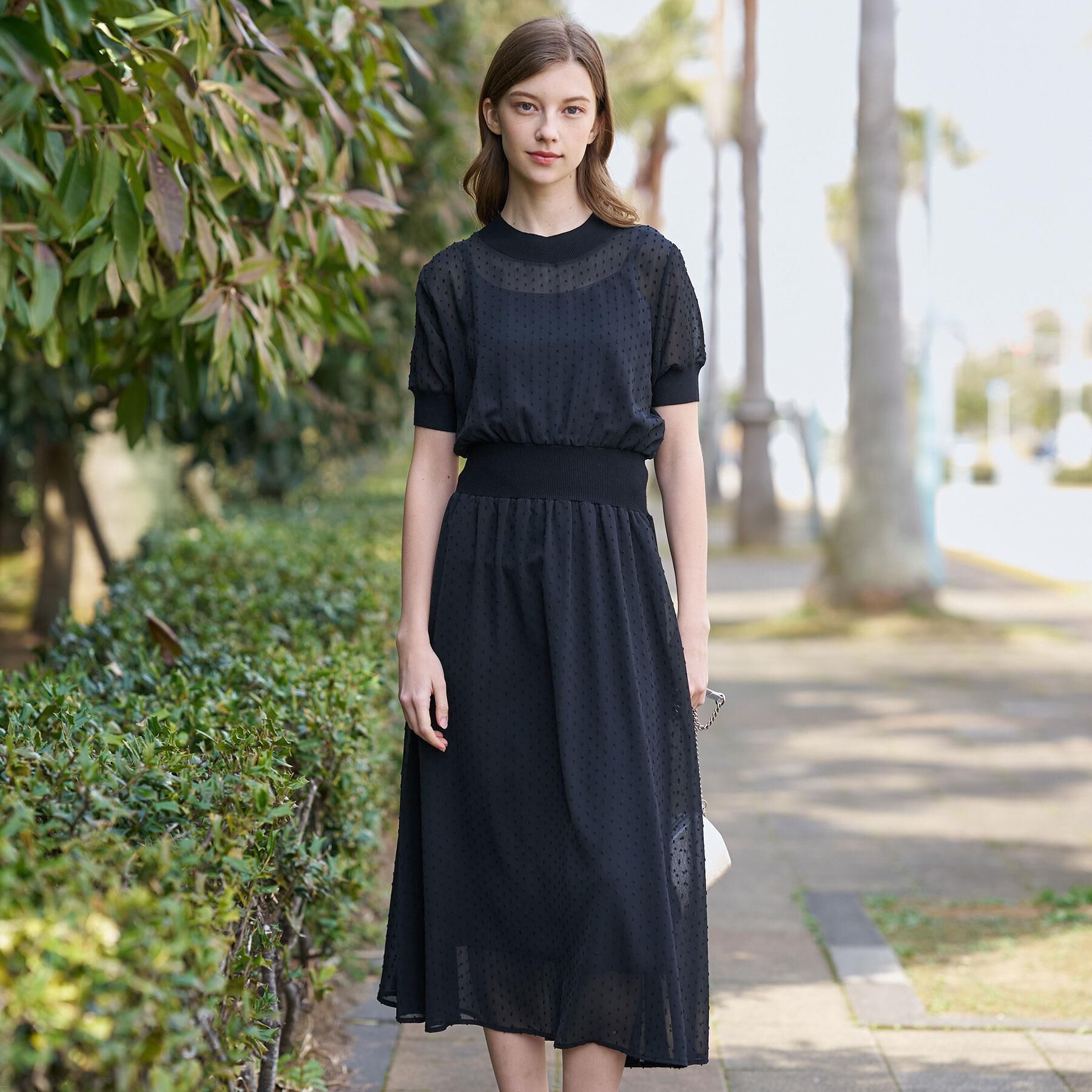 DRESSTERIOR「【otonaMUSE5月号掲載/ウォッシャブル】ドットカットジャガードドレス」|ワンピース|