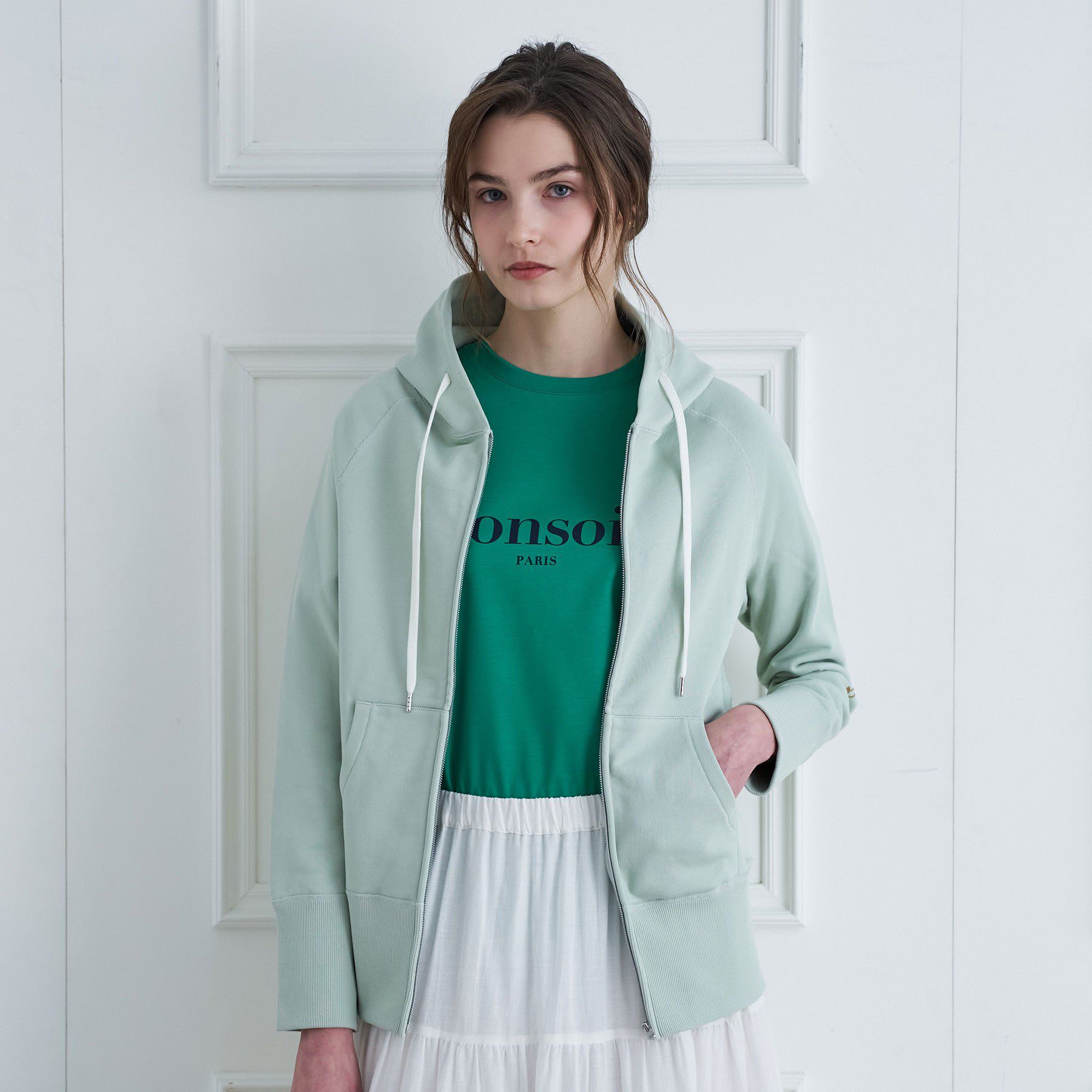 DRESSTERIOR「【春夏/寒暖差対応/ウォッシャブル】ライト裏毛フーディー」|パーカー|ミントグリーン(02