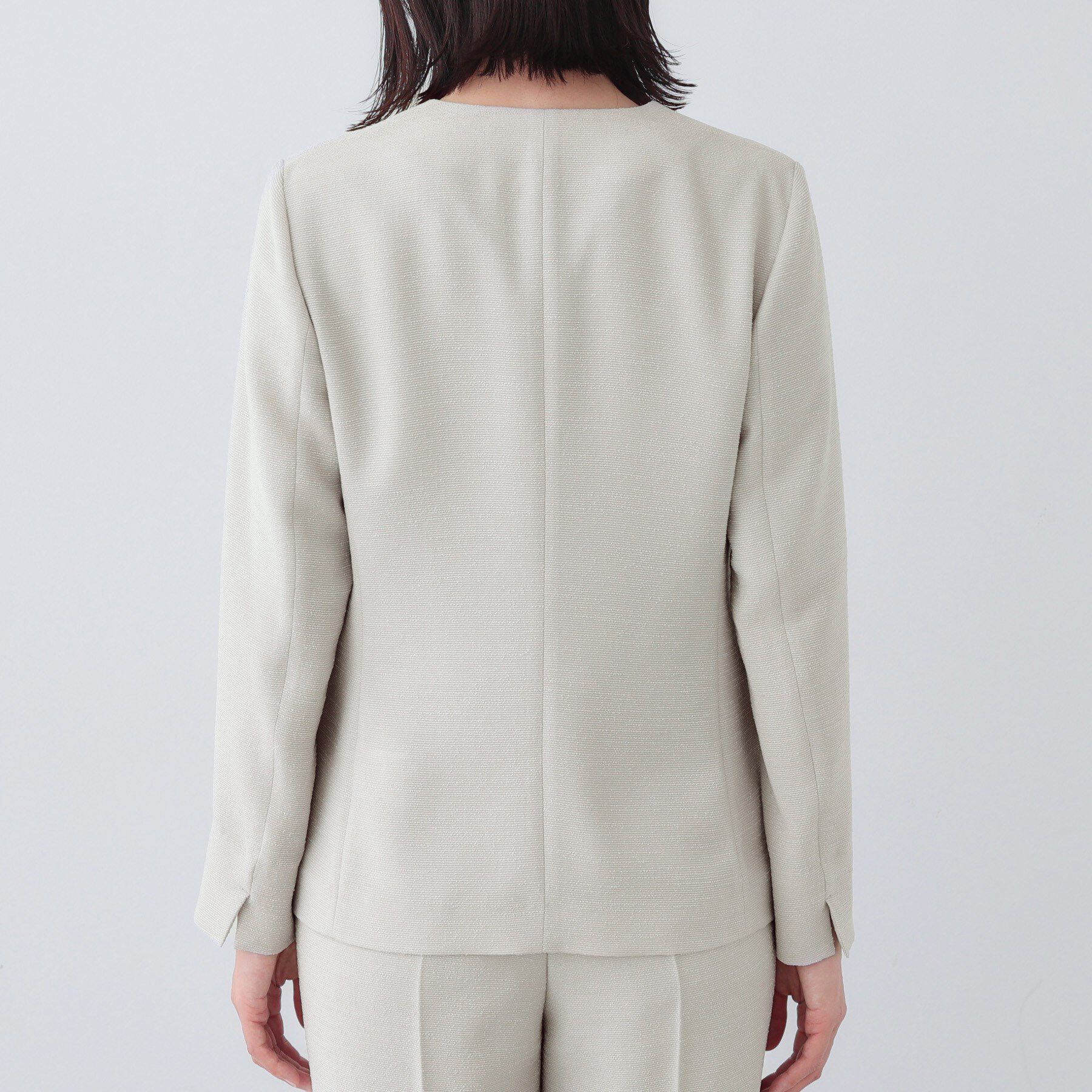 INDIVI「【日本製／SETUP可能】トリアセテート混ノーカラージャケット」|スーツ|