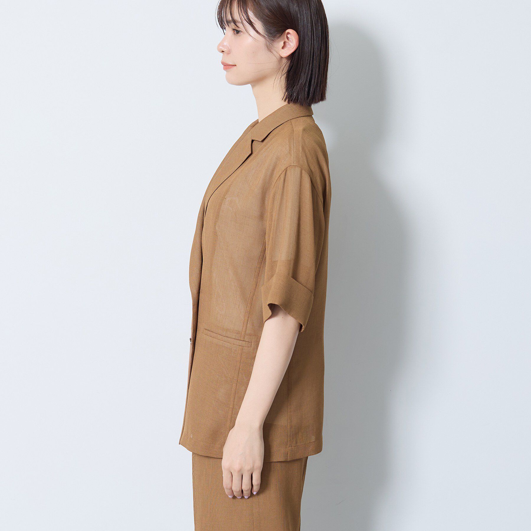 INDIVI「【洗える／メッシュ素材／SETUP可能】半袖シアージャケット」|テーラードジャケット|