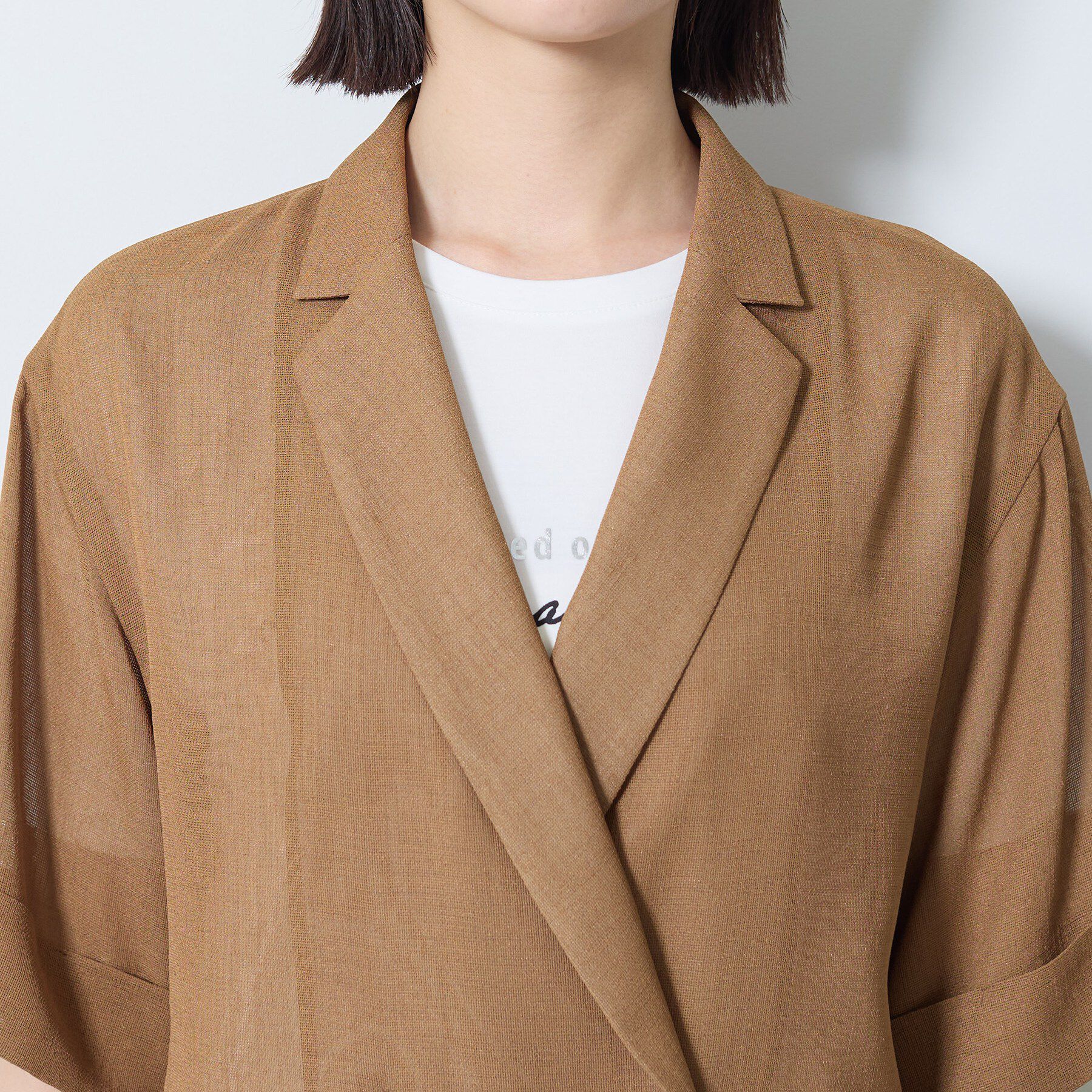 INDIVI「【洗える／メッシュ素材／SETUP可能】半袖シアージャケット」|テーラードジャケット|