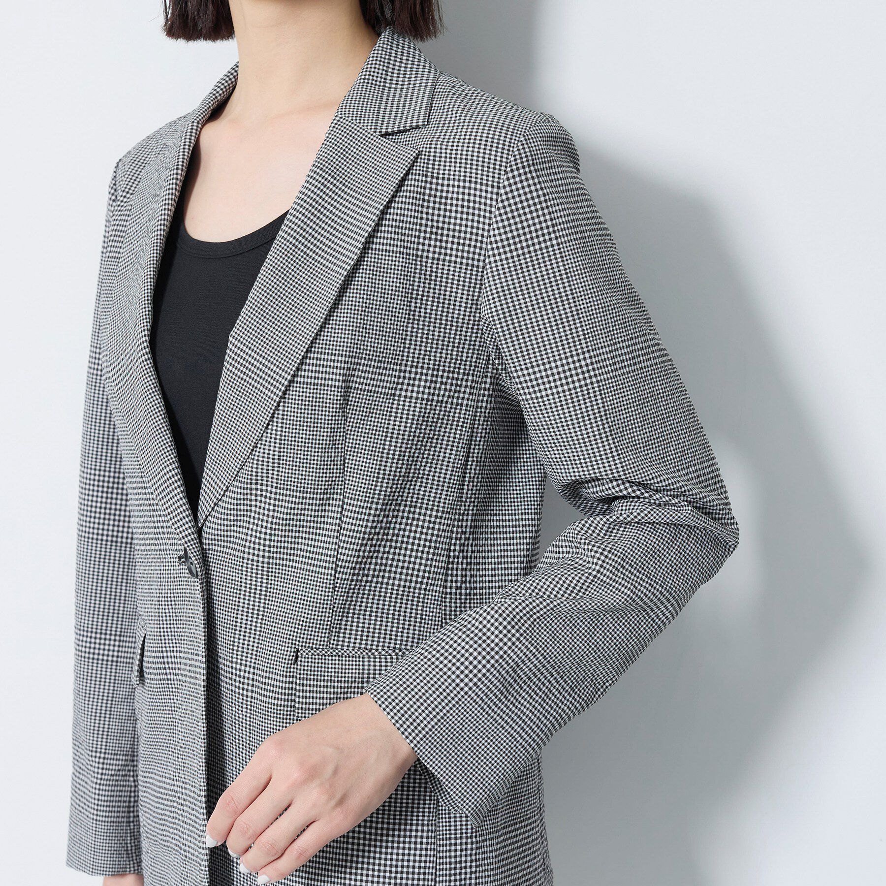 INDIVI「【洗える／UVケア／SETUP可能】サッカー素材テーラードジャケット」|テーラードジャケット|