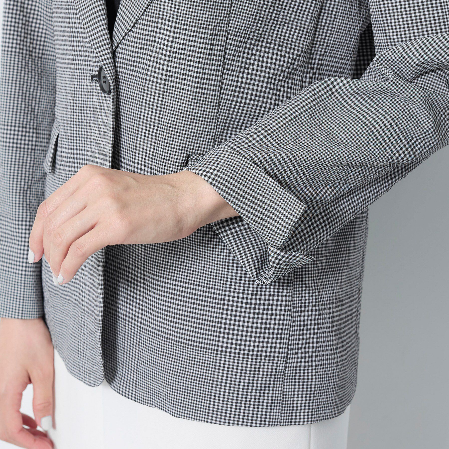 INDIVI「【洗える／UVケア／SETUP可能】サッカー素材テーラードジャケット」|テーラードジャケット|