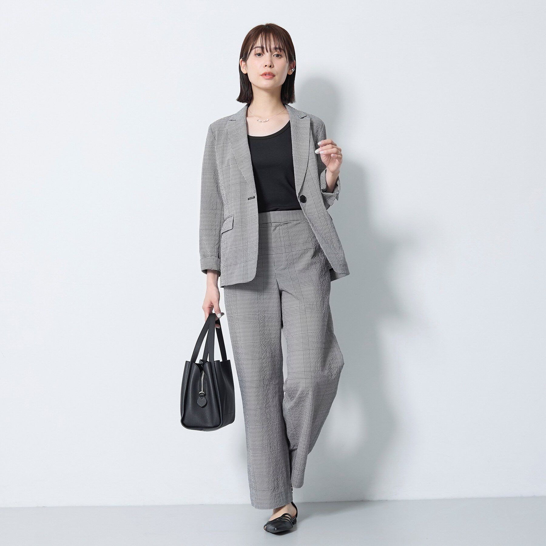 INDIVI「【洗える／UVケア／SETUP可能】サッカー素材テーラードジャケット」|テーラードジャケット|