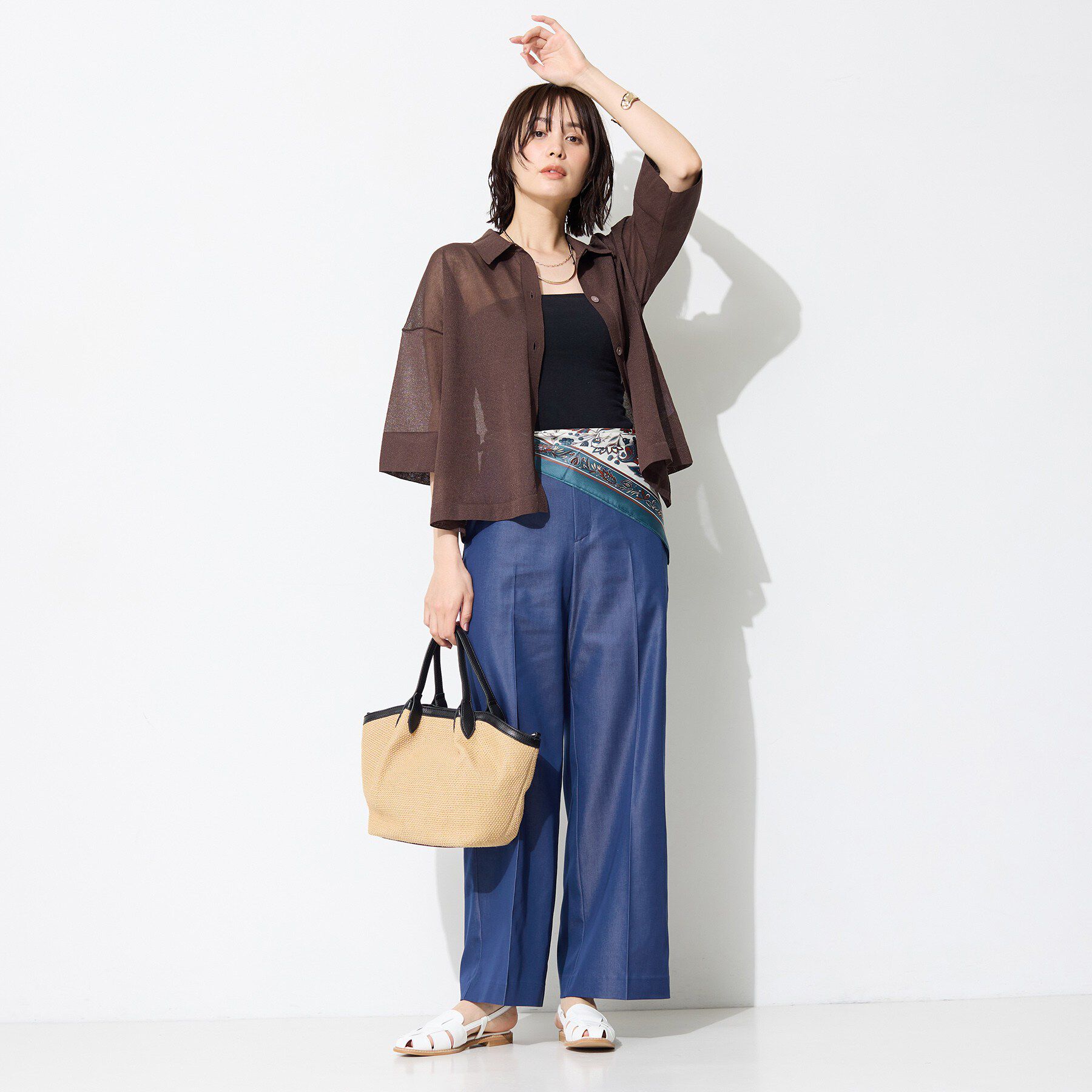 INDIVI「【洗える／UVケア／SETUP可能】デニムライクワイドパンツ」|その他|