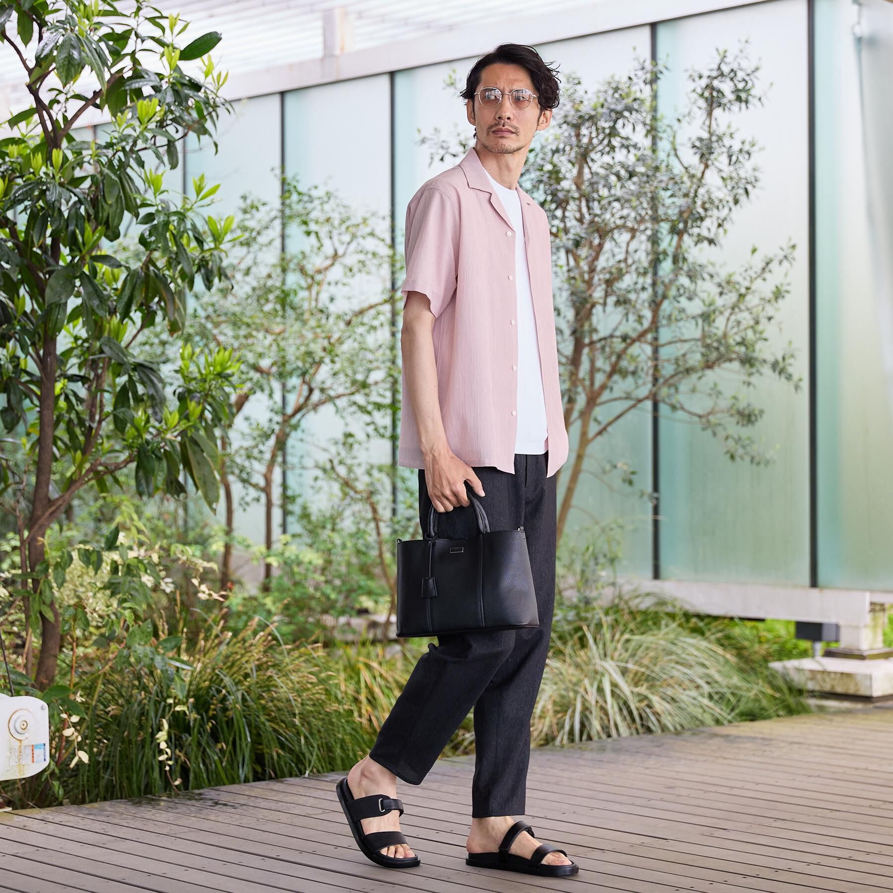 TAKEO KIKUCHI「【通気性】トリコットサッカー オープンカラー シャツ」|シャツ・ブラウス|