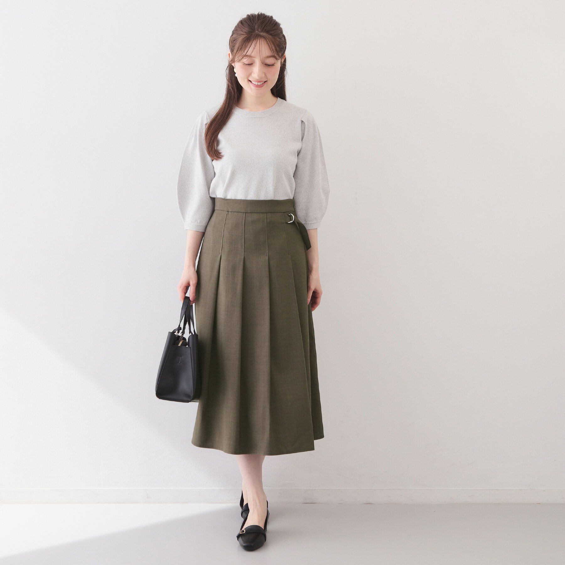 index「麻調ツイルラップ風プリーツスカート【洗濯機OK/イージーアイロン/防シワ】」|スカート|