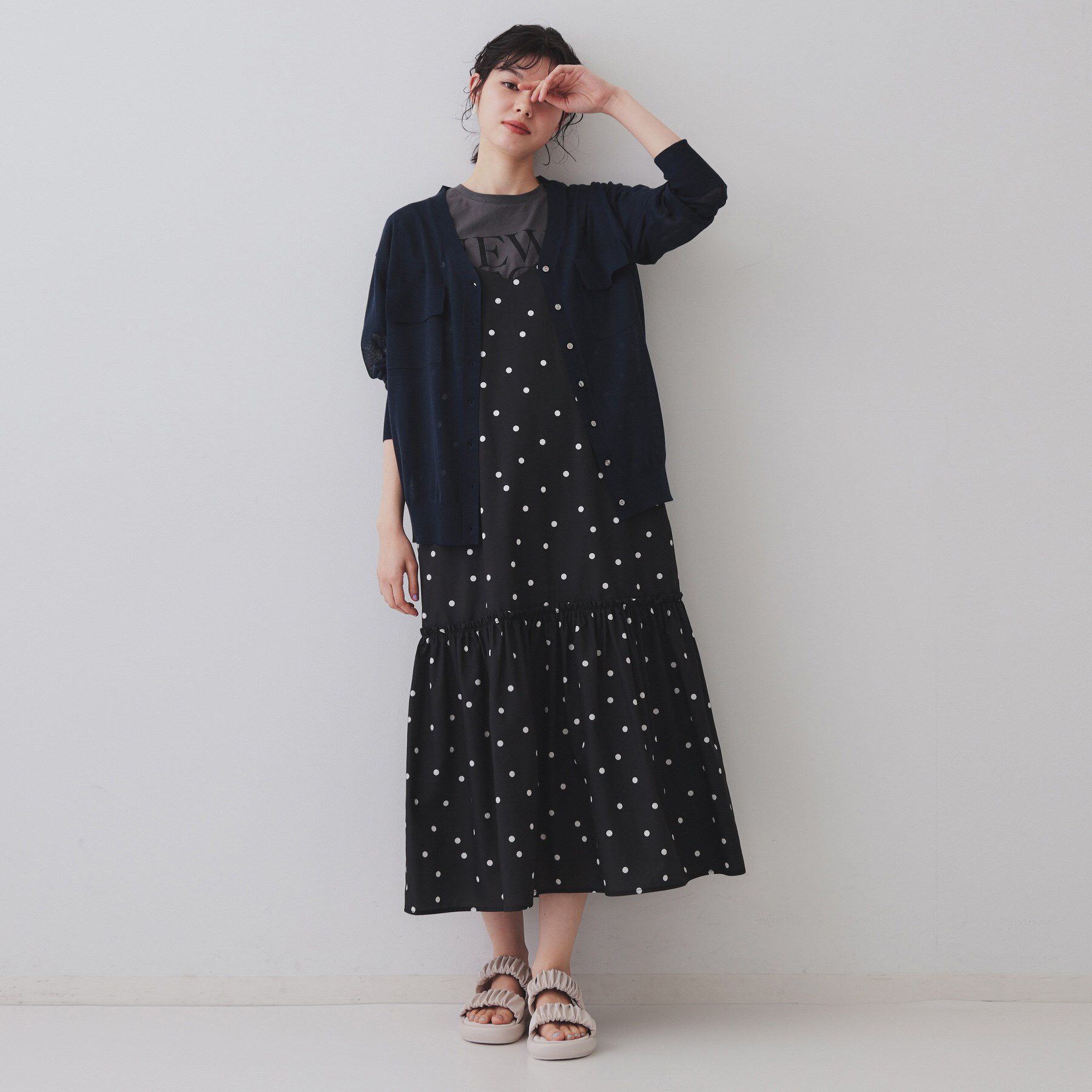 OPAQUE.CLIP「ポケットシアーニットカーディガン【洗濯機洗い可】」|カーディガン|