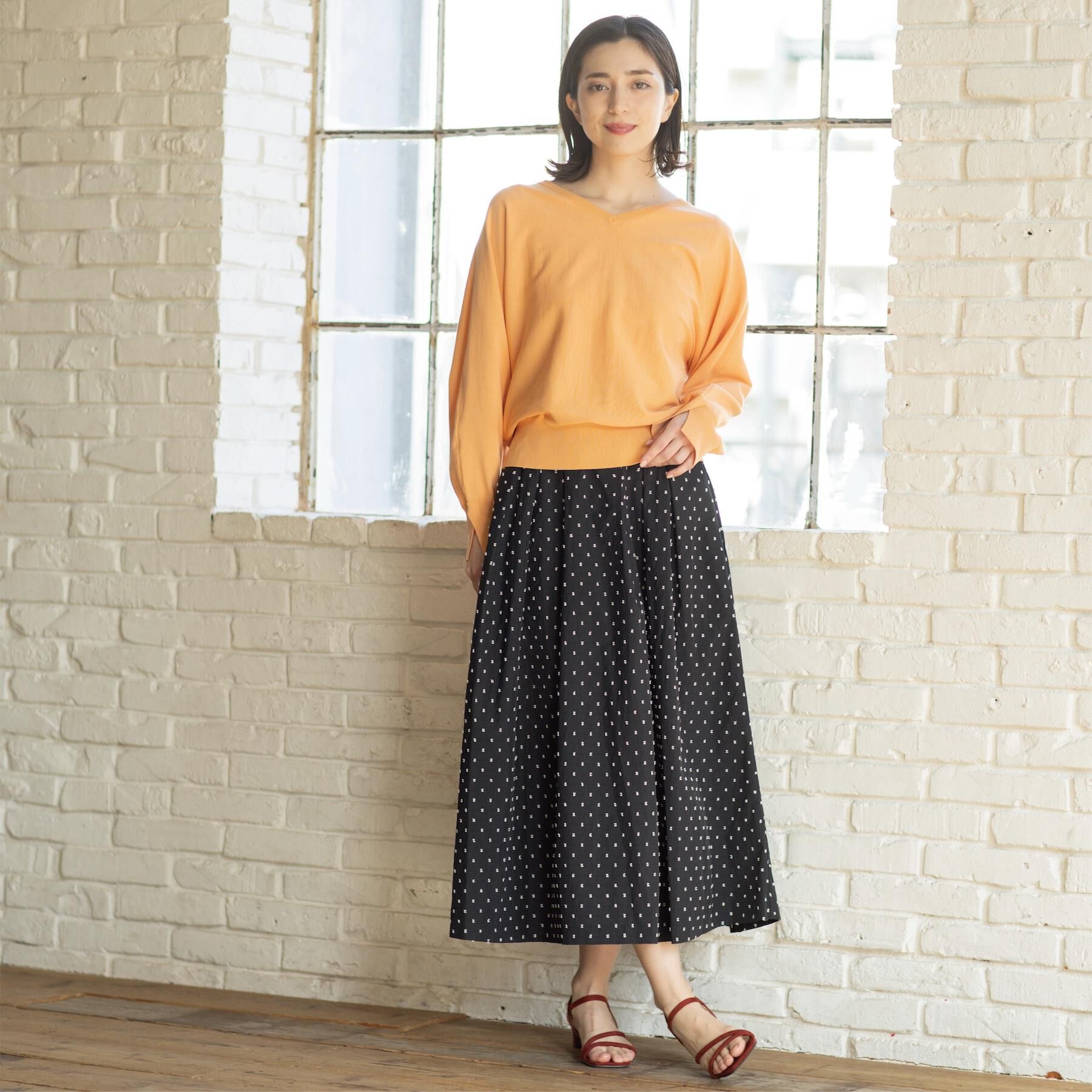 OPAQUE.CLIP「ドビードットタックフレアスカート【洗濯機OK】」|スカート|