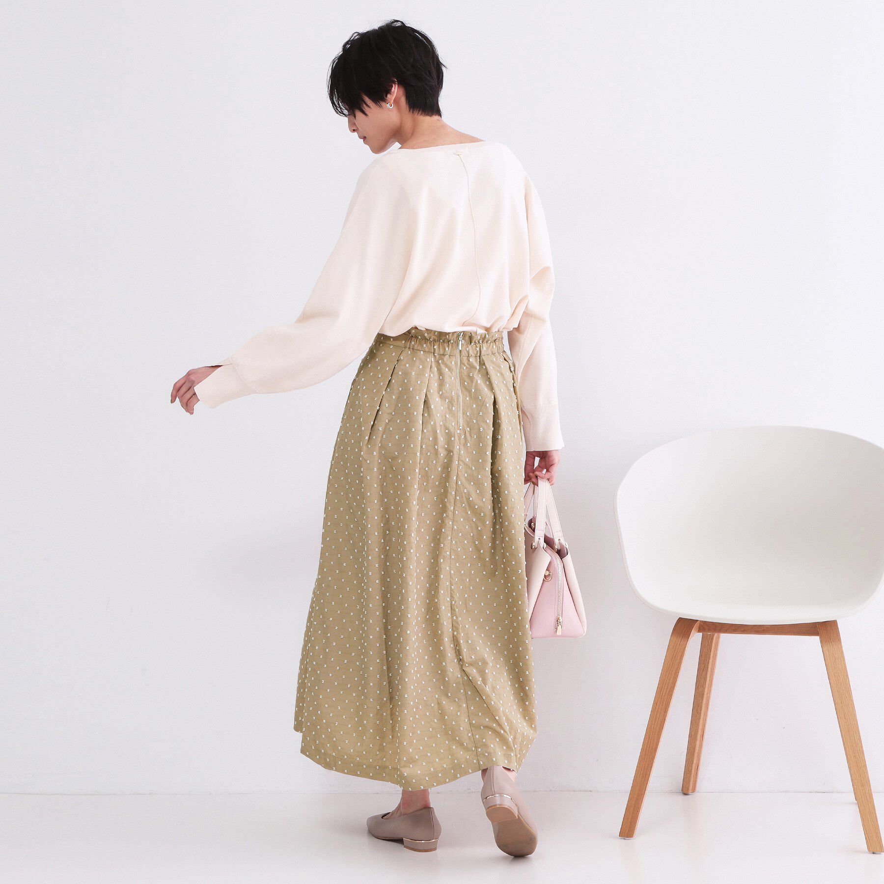 OPAQUE.CLIP「ドビードットタックフレアスカート【洗濯機OK】」|スカート|