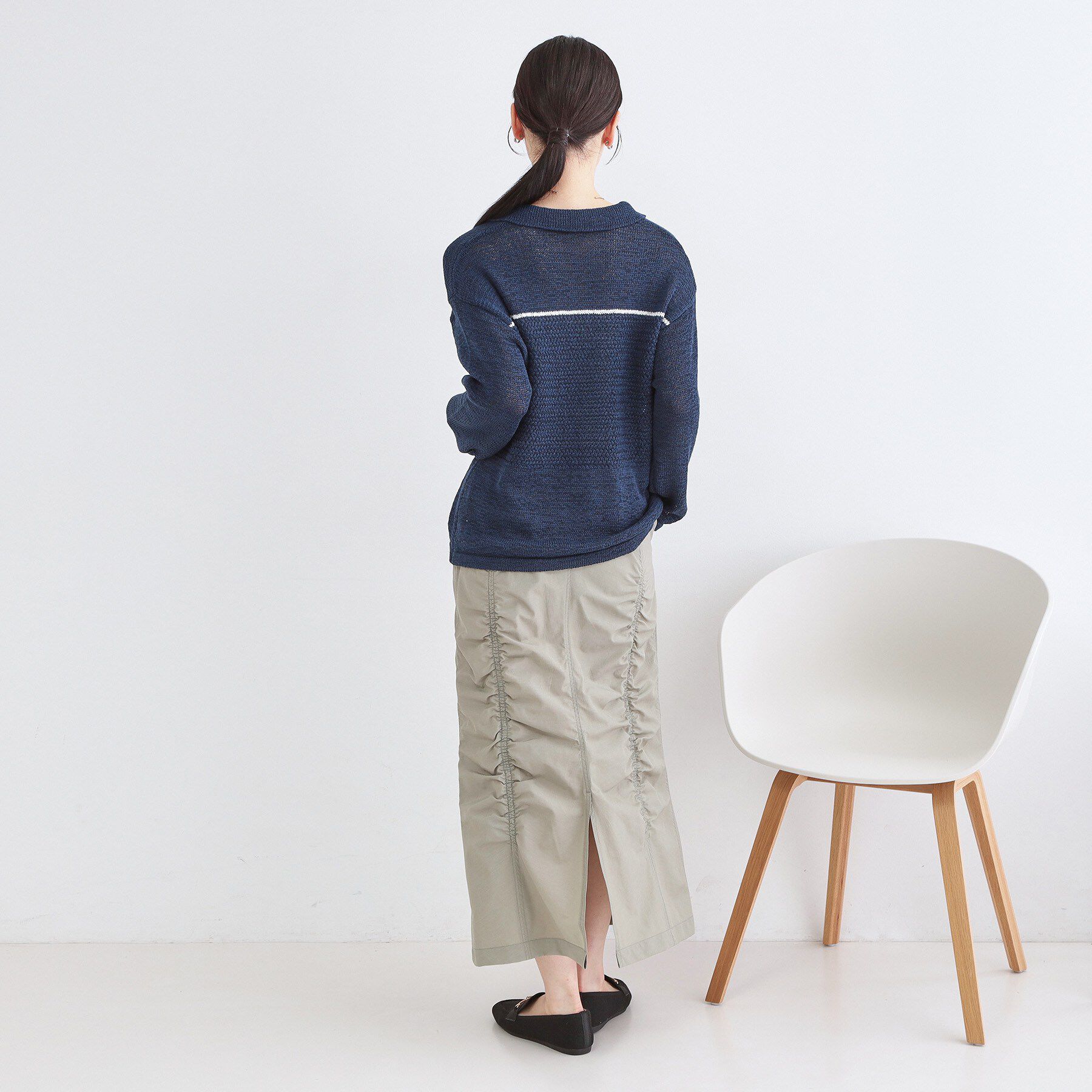 OPAQUE.CLIP「テープヤーンキーネックニット【洗濯機OK】」|ニット・セーター|