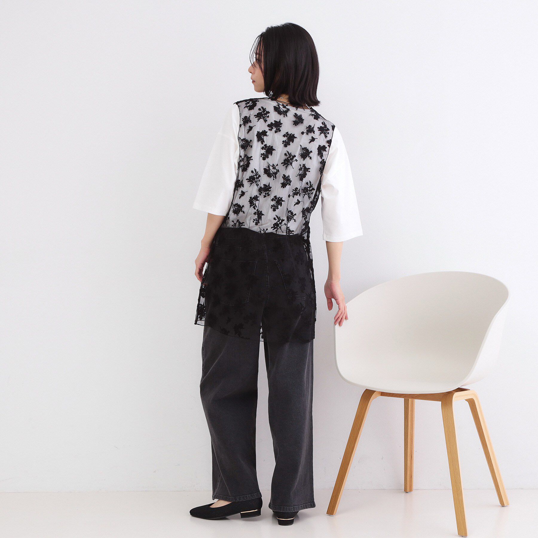 OPAQUE.CLIP「シアー刺繍チュニックブラウス【洗濯機OK】」|シャツ・ブラウス|