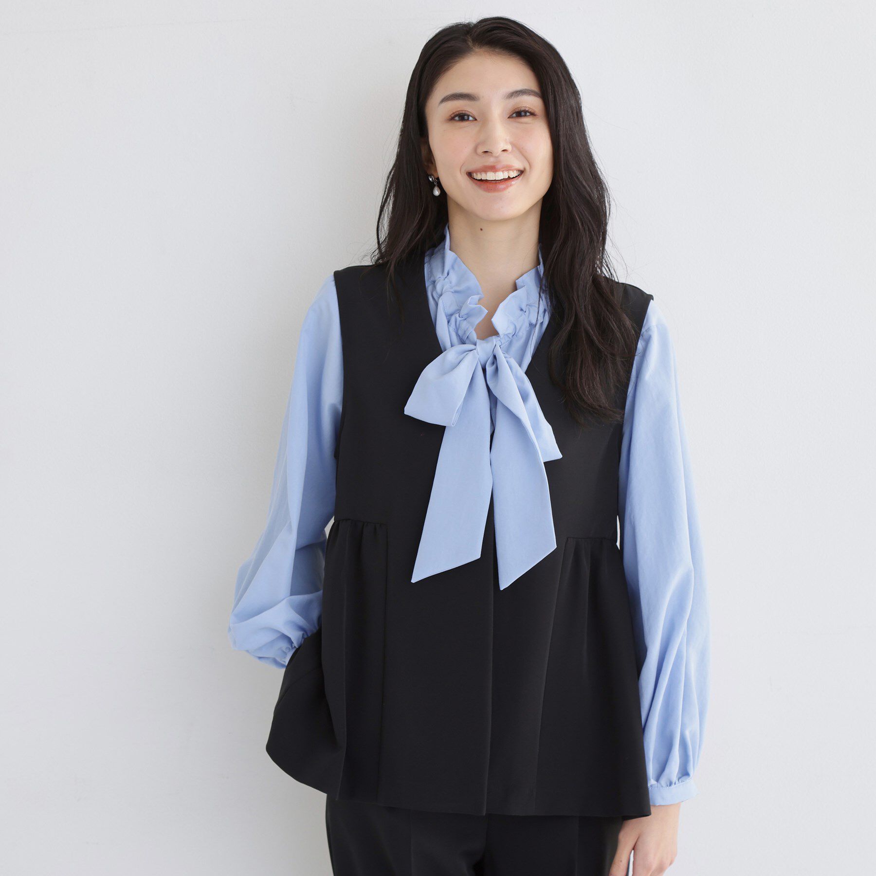 THE SHOP TK「【通勤・きちんと見えに】ダブルクロス ペプラムジレ/セットアップ可」|ベスト・ジレ|