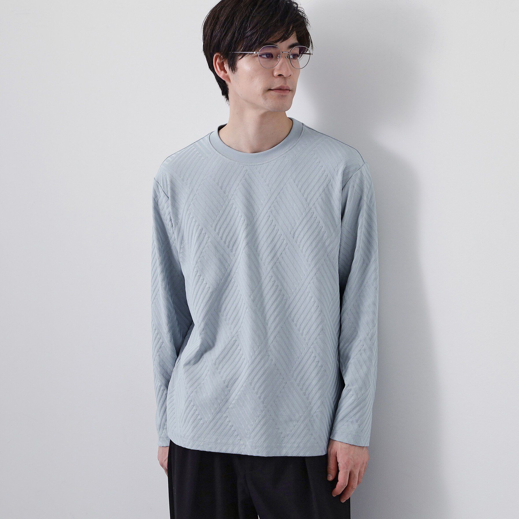 THE SHOP TK「【長く愛せる、定番ロンT】リンクスジャカード長袖Tシャツ」|Tシャツ・カットソー|