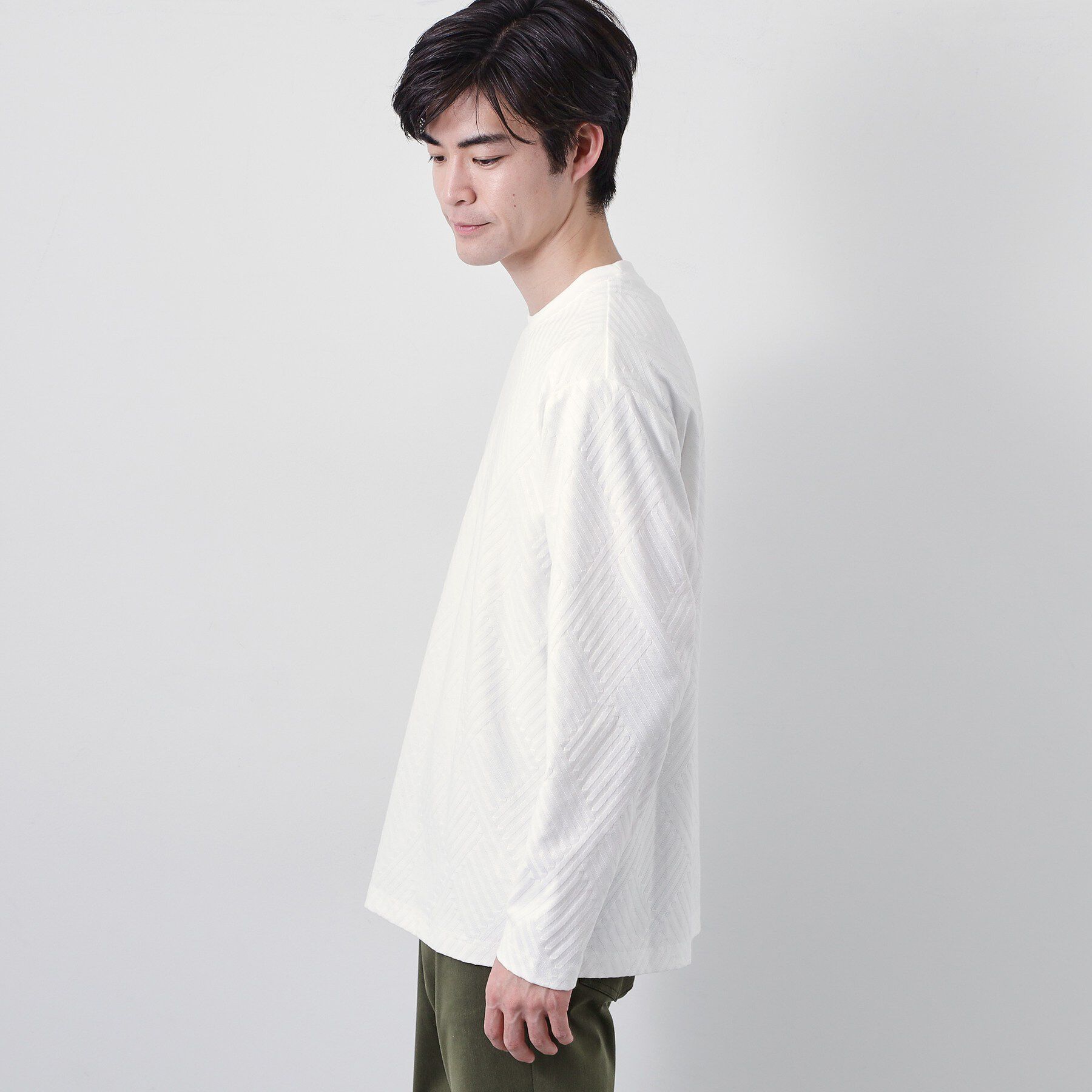 THE SHOP TK「【長く愛せる、定番ロンT】リンクスジャカード長袖Tシャツ」|Tシャツ・カットソー|