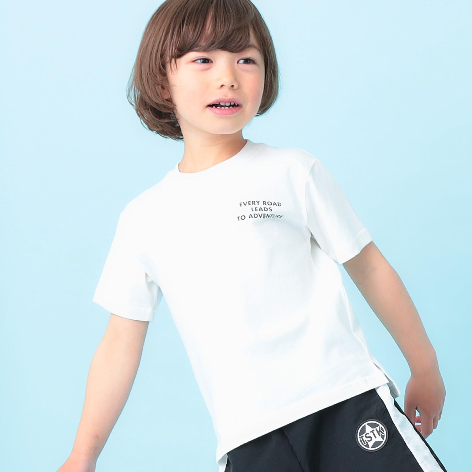 THE SHOP TK「天竺アソートプリント半袖Tシャツ 幾何学アート、スパンコール、飛行機」|Tシャツ・カットソー|