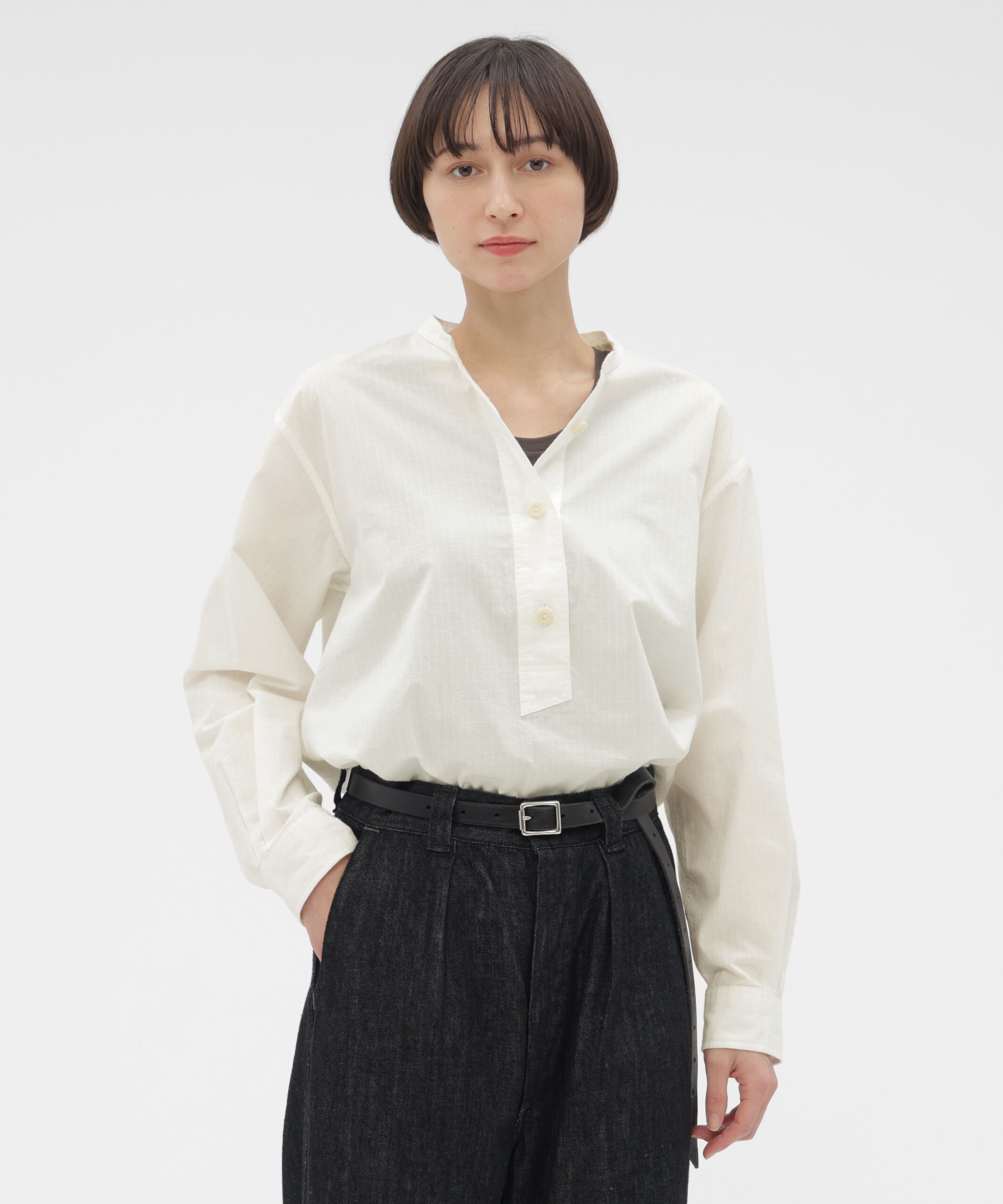 MHL.「TINY GINGHAM COTTON SHIRT」|シャツ・ブラウス|WHITE