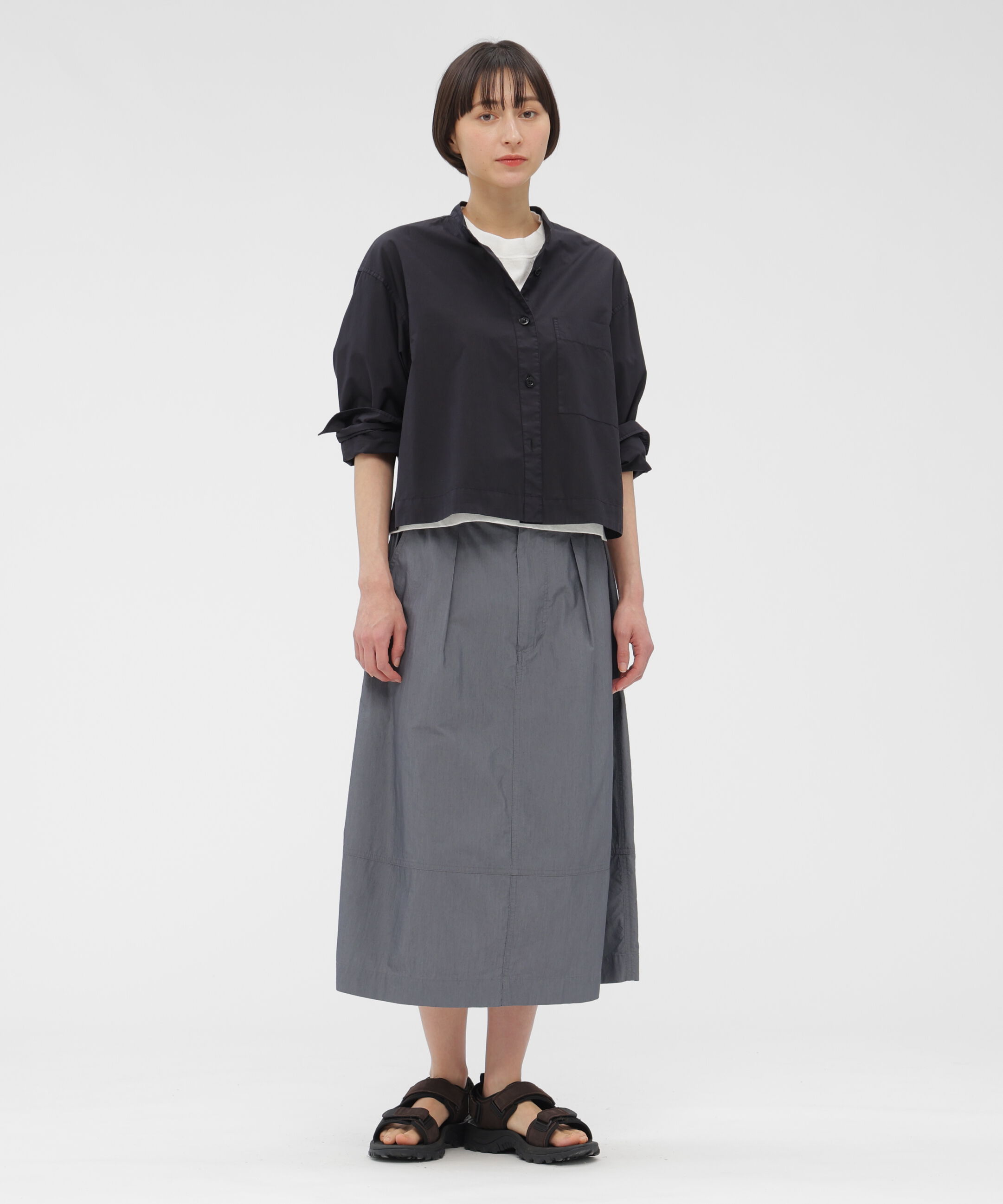 MHL.「SUPERLIGHT COTTON NYLON SKIRT」|スカート|MID GREY2