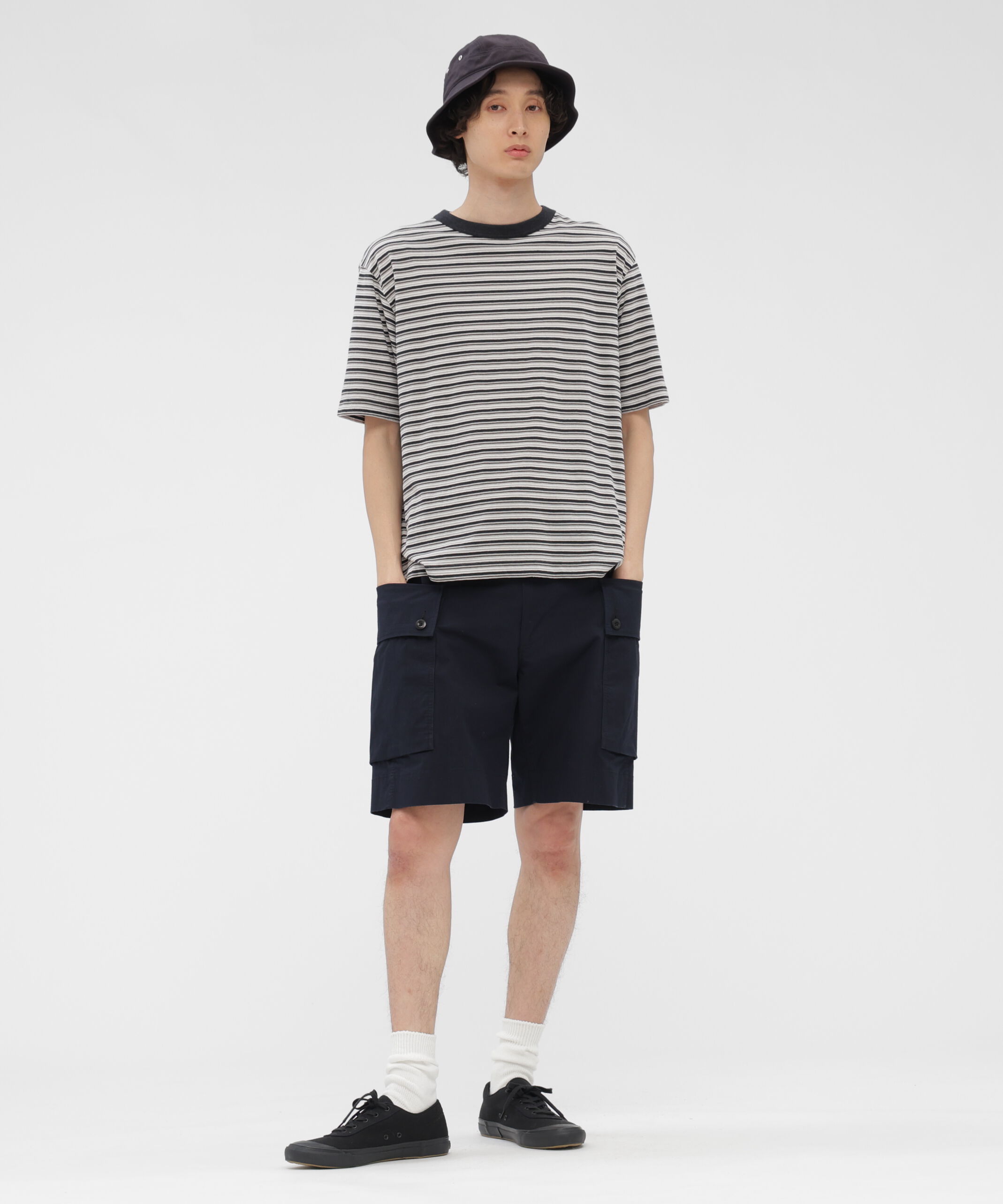 MHL.「COTTON LINEN MULTI STRIPE JERSEY TOP」|Tシャツ・カットソー|