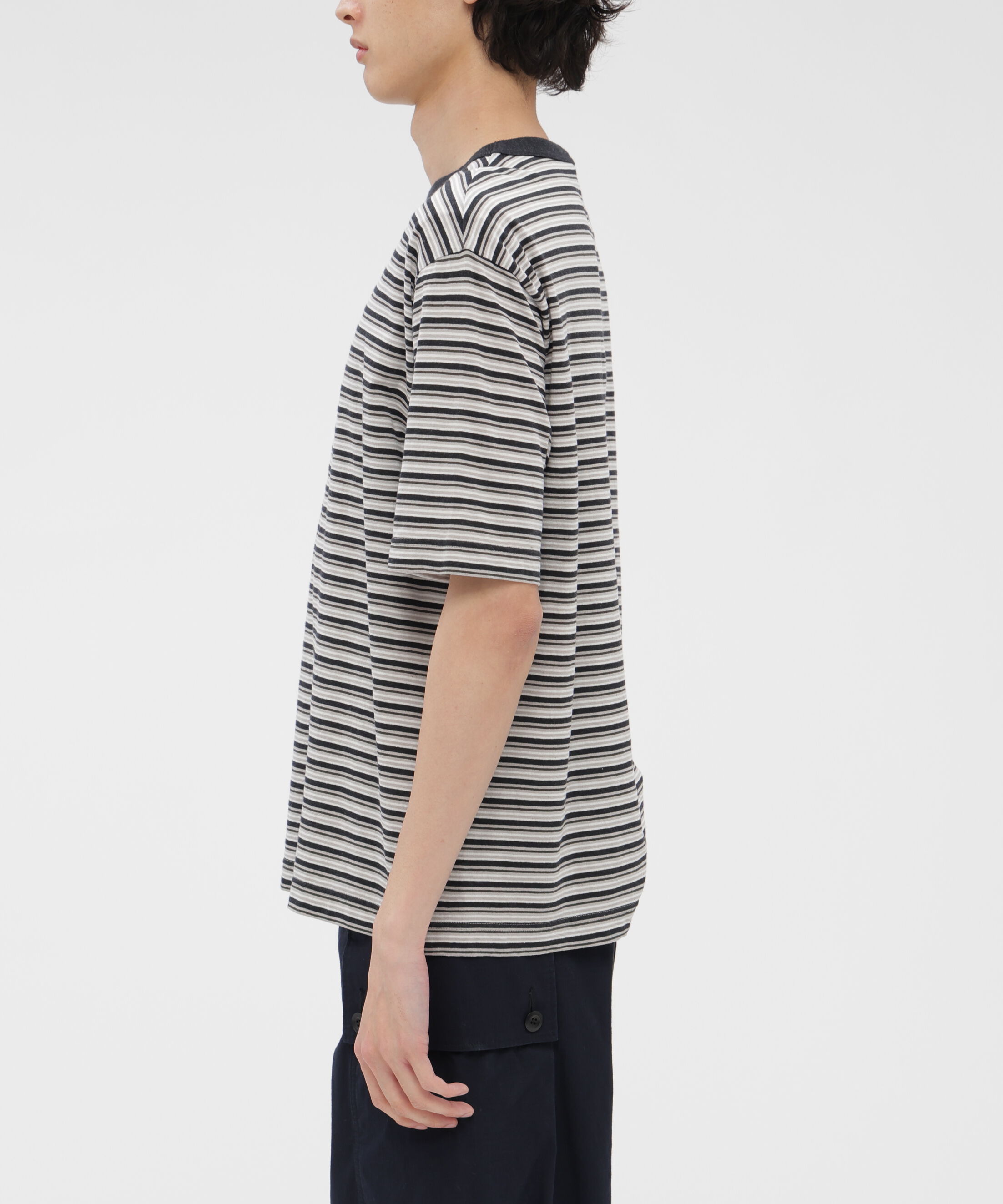 MHL.「COTTON LINEN MULTI STRIPE JERSEY TOP」|Tシャツ・カットソー|
