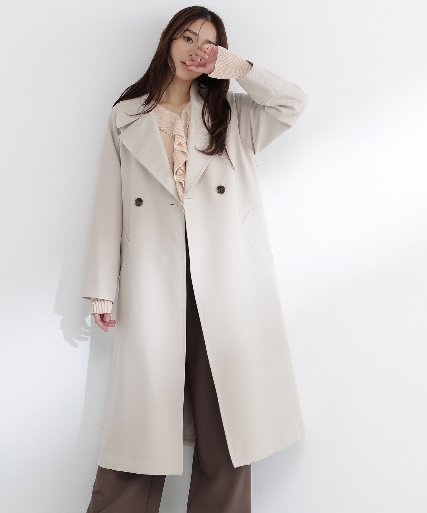  「ラグランフォルムカルゼコート」|その他|オフベージュ