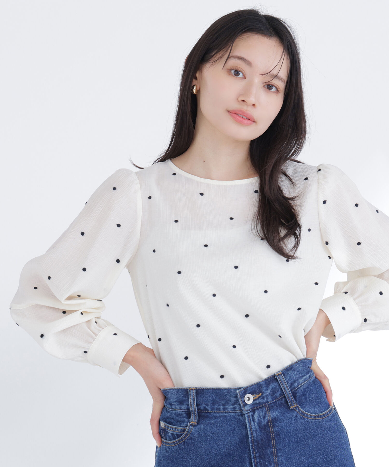  「ドット刺繍ブラウス」|シャツ・ブラウス|