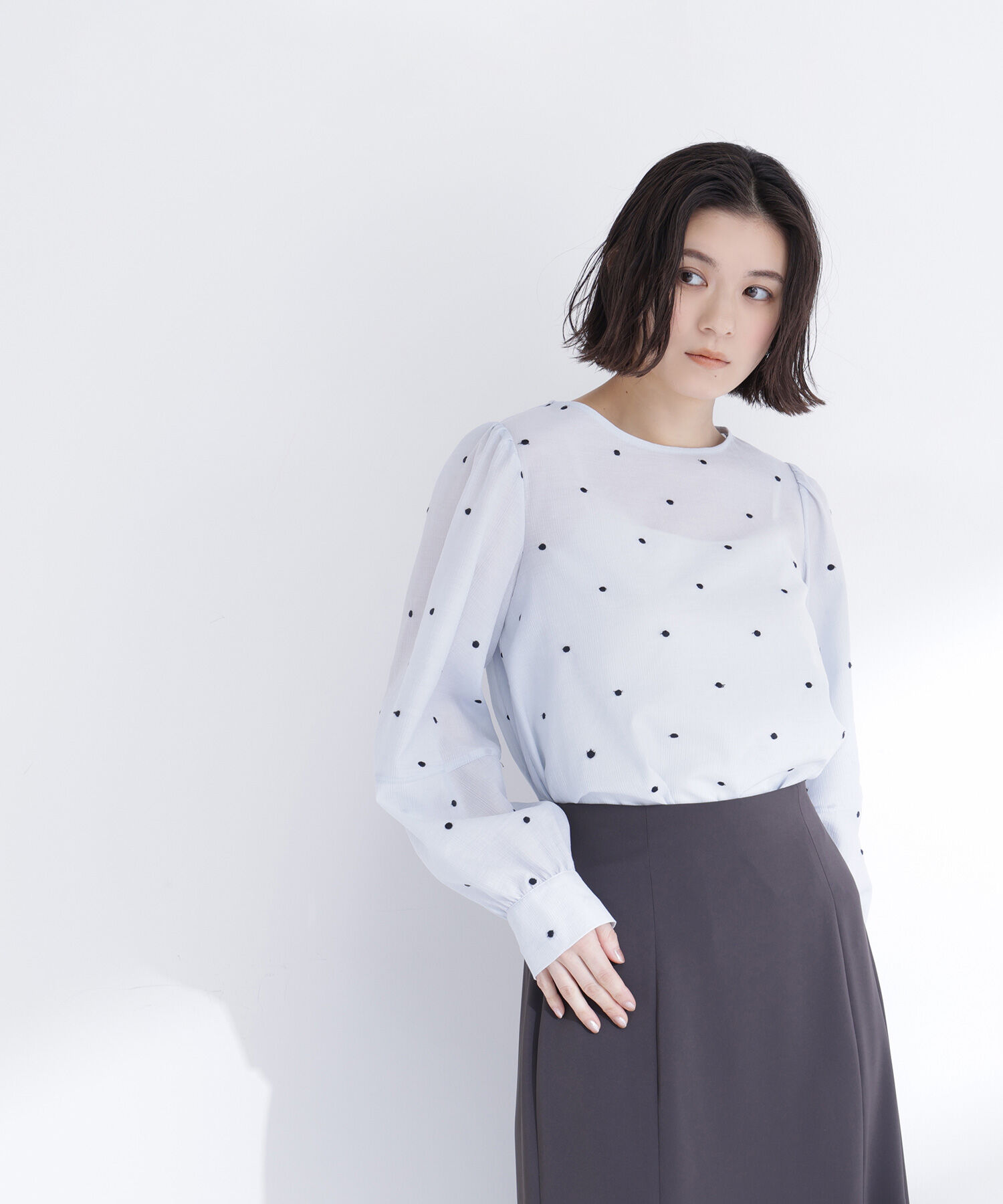  「ドット刺繍ブラウス」|シャツ・ブラウス|