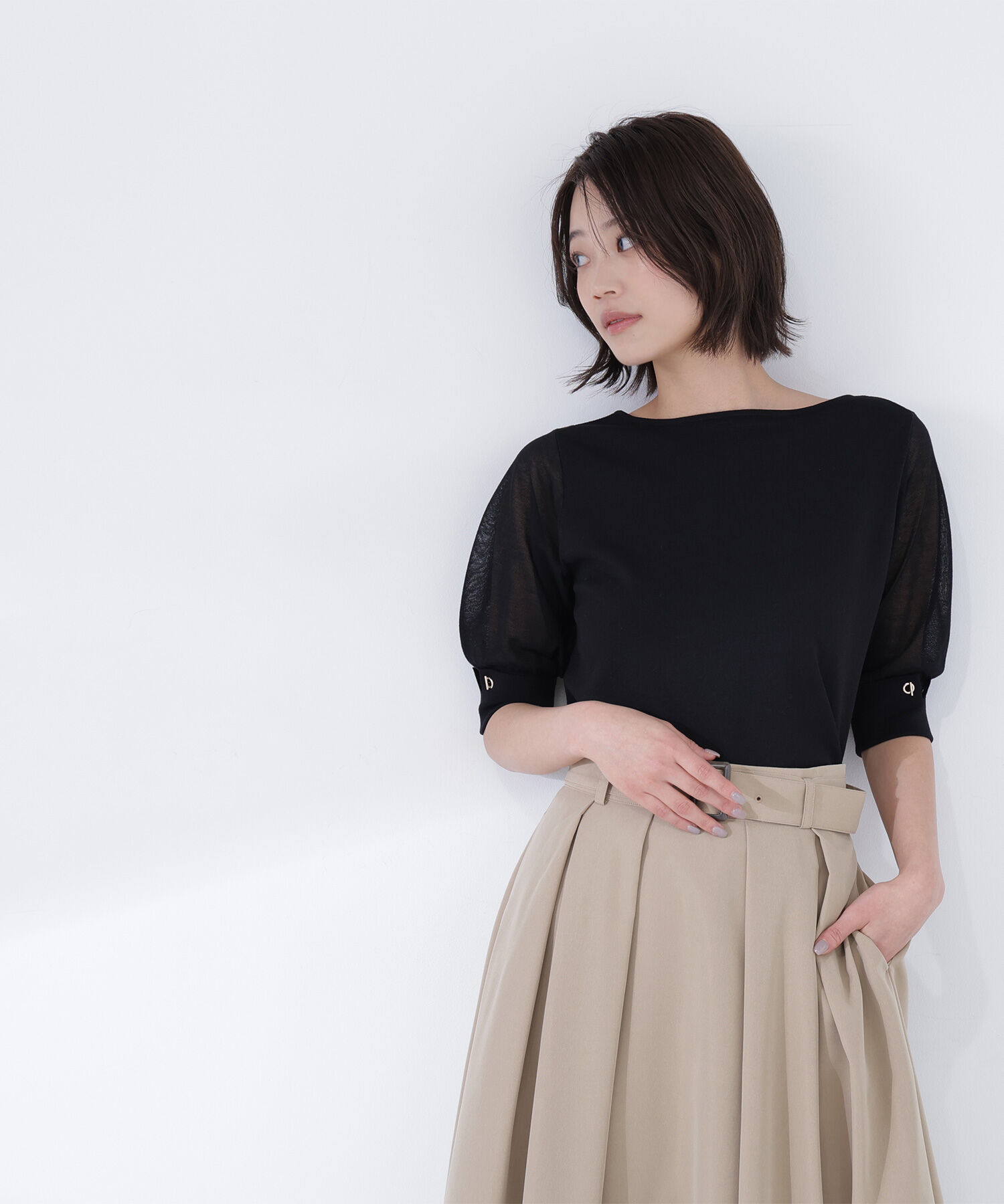  「シアースリーブハトメカフスニット」|ニット・セーター|