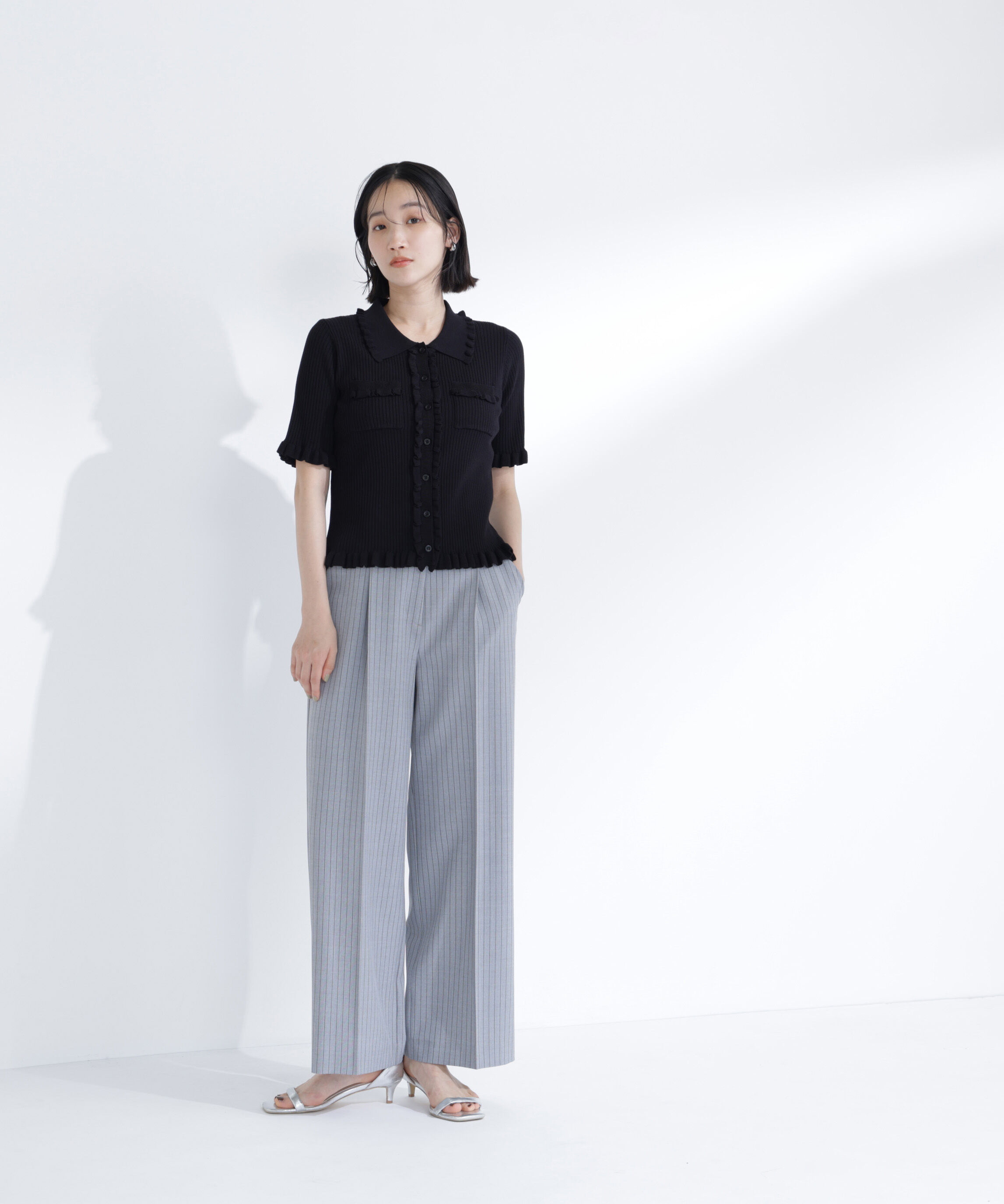  「フリルリブポケットカーディガン」|ニット・セーター|