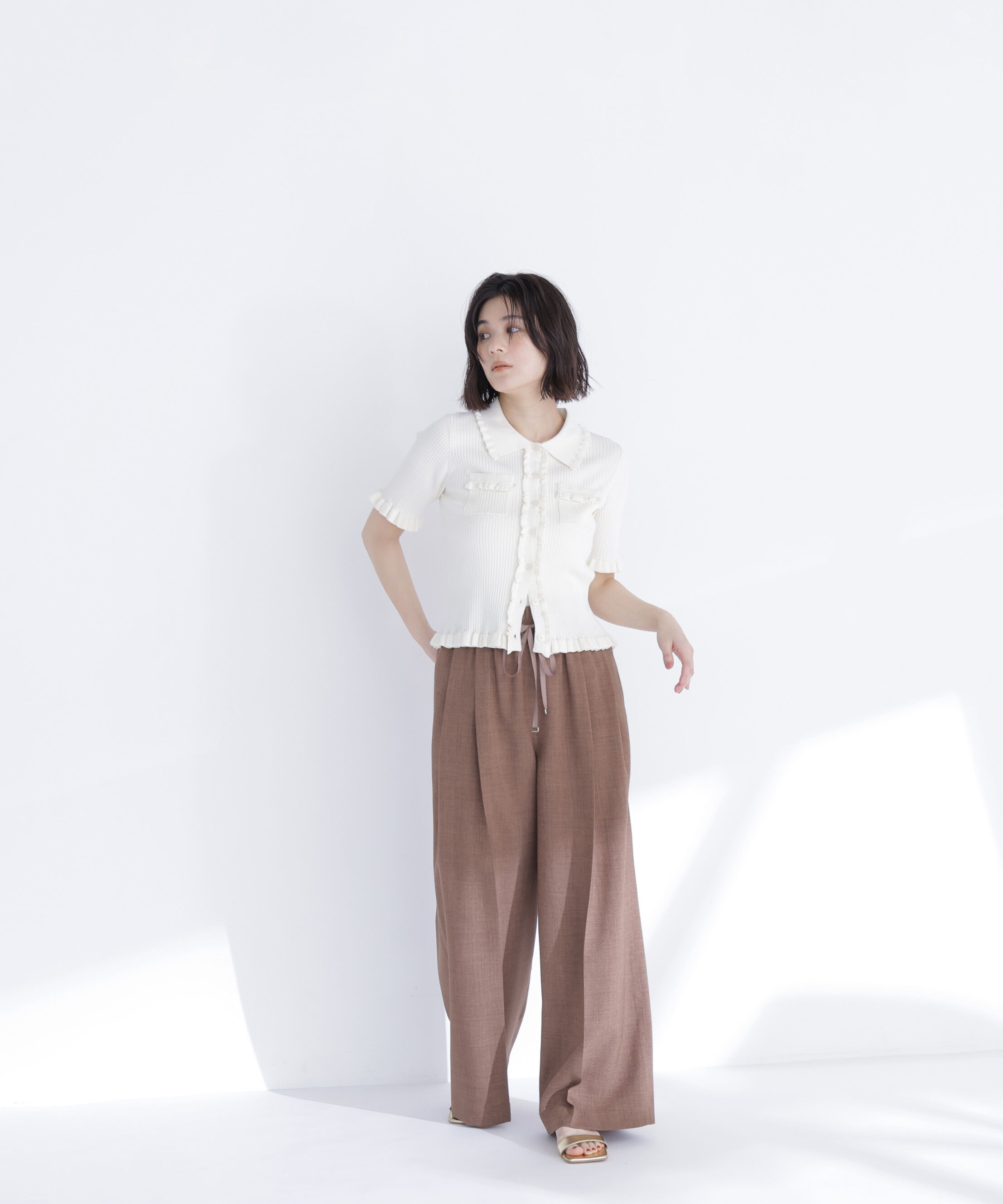  「フリルリブポケットカーディガン」|ニット・セーター|