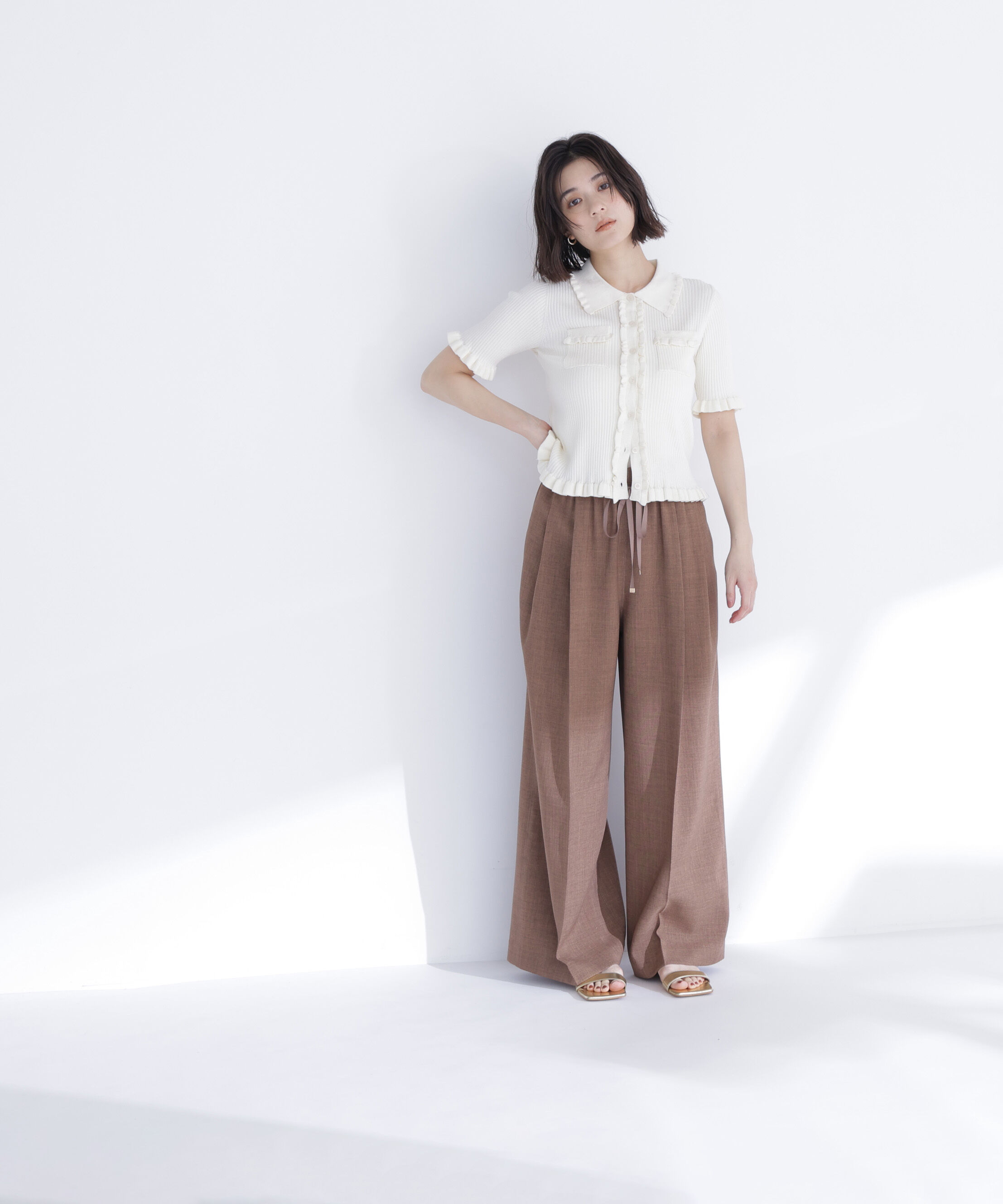  「フリルリブポケットカーディガン」|ニット・セーター|