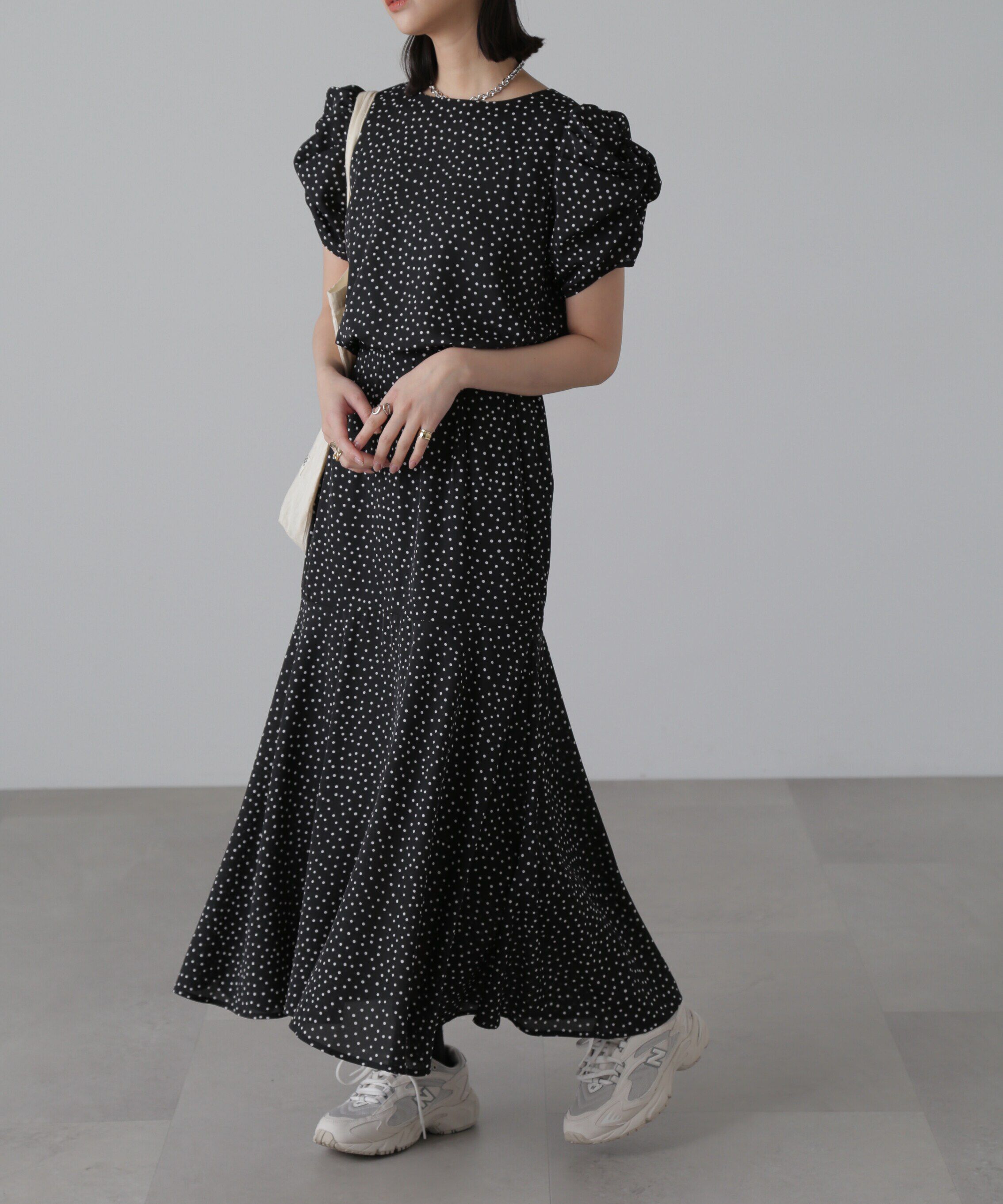  「ボリュームスリーブマーメイドワンピ―ス」|ワンピース|ブラックベー 1