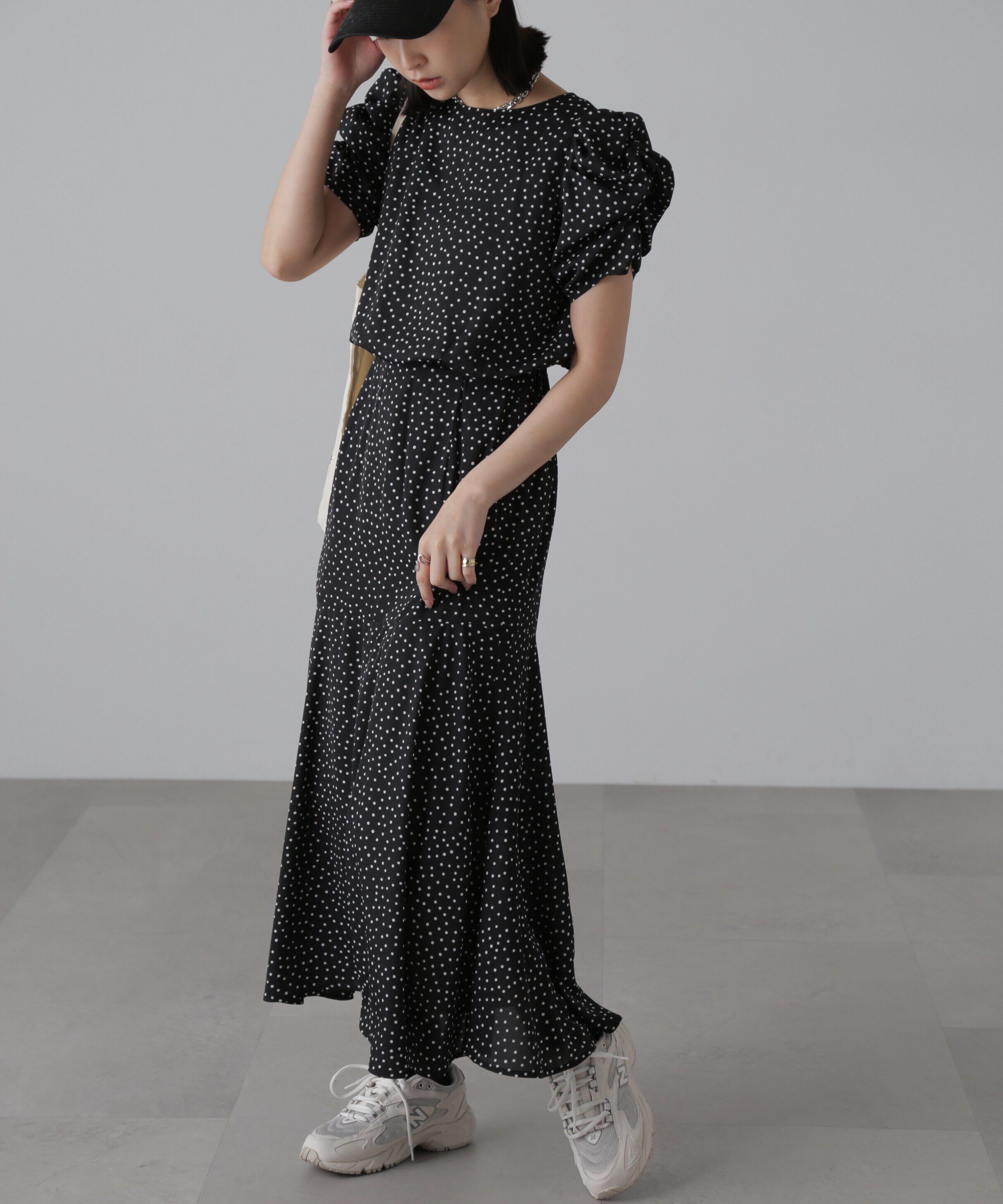  「ボリュームスリーブマーメイドワンピ―ス」|ワンピース|