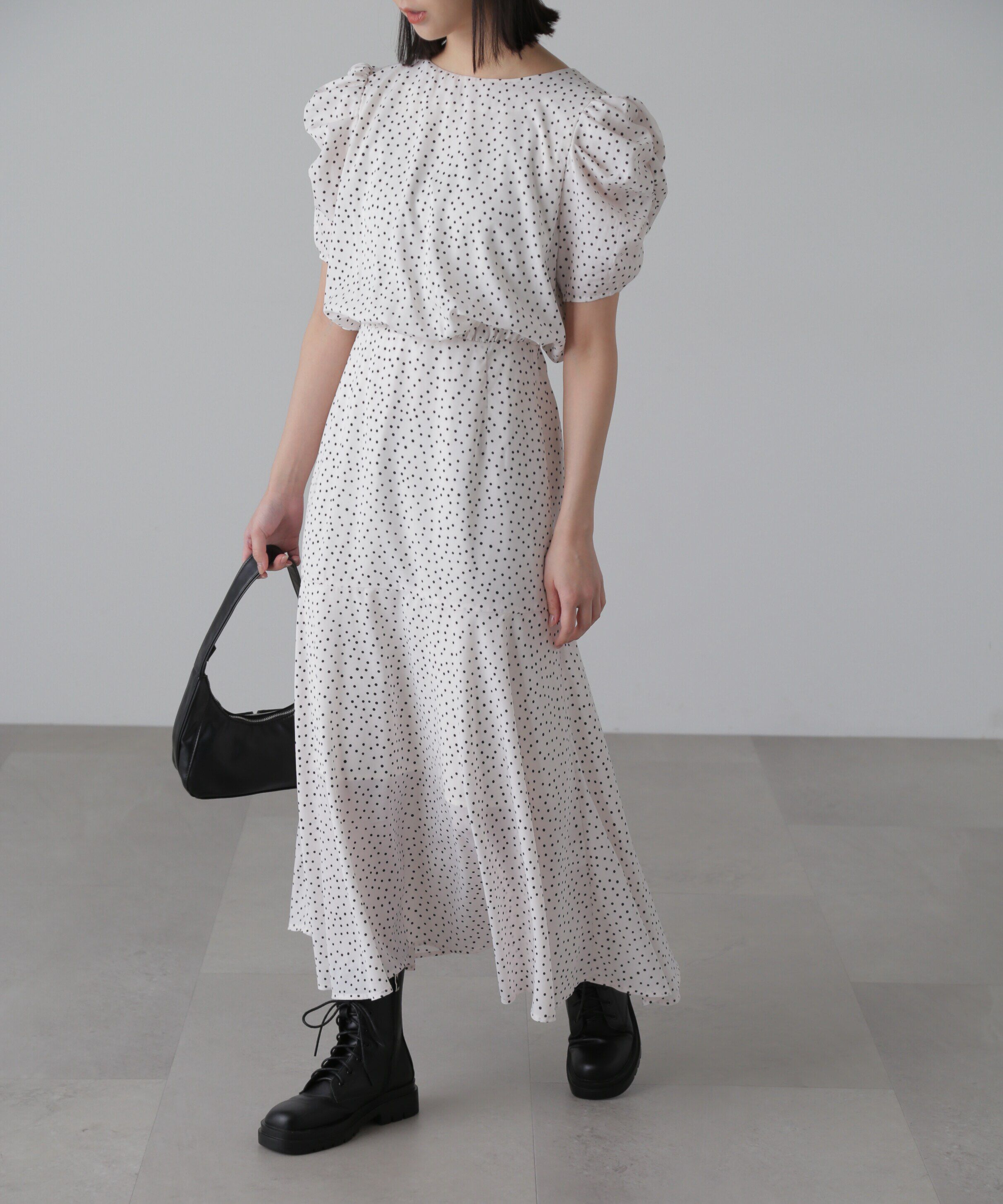  「ボリュームスリーブマーメイドワンピ―ス」|ワンピース|