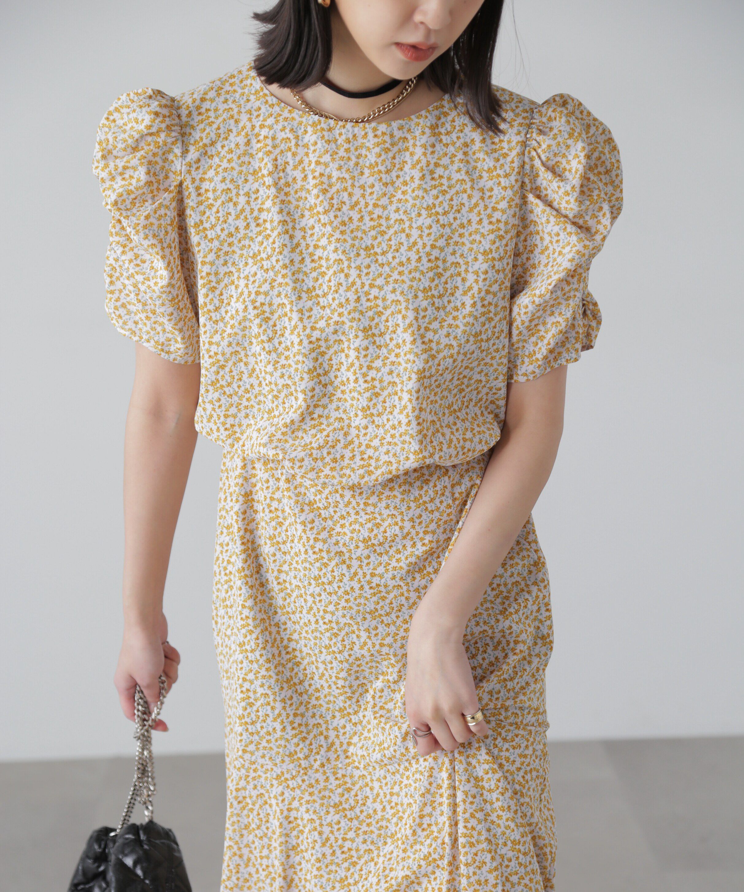  「ボリュームスリーブマーメイドワンピ―ス」|ワンピース|