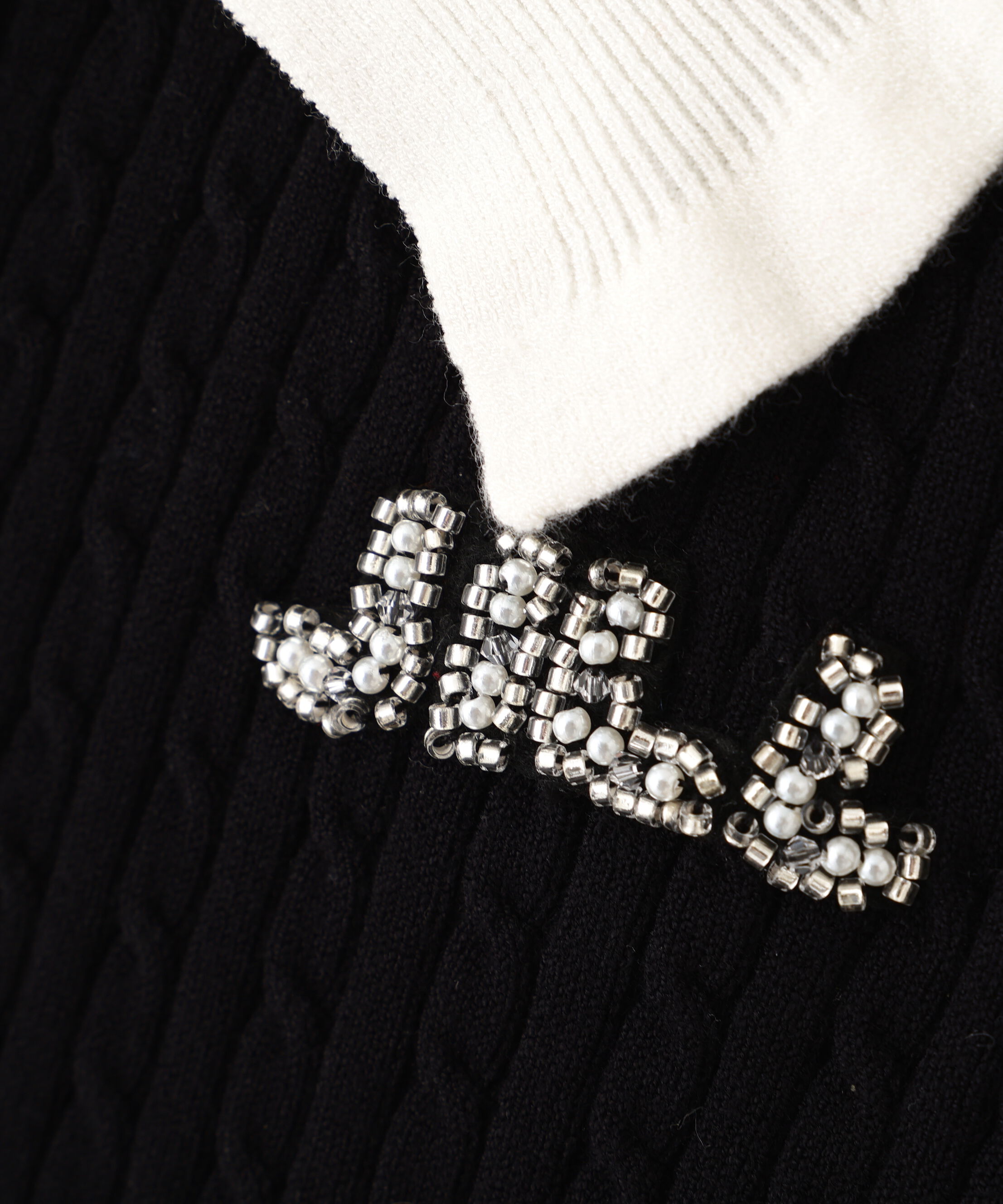  「ビジューロゴケーブルニット」|ニット・セーター|