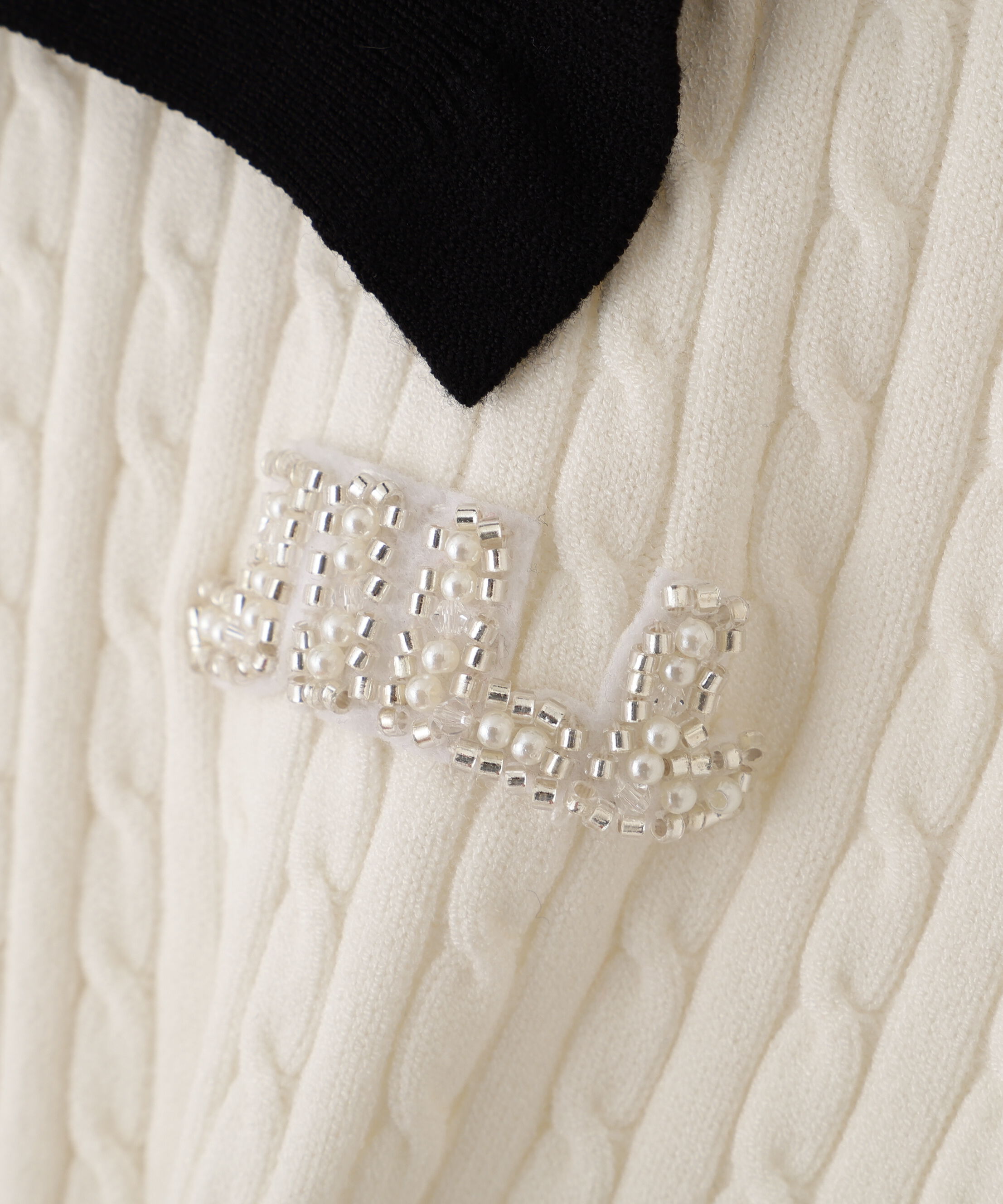  「ビジューロゴケーブルニット」|ニット・セーター|