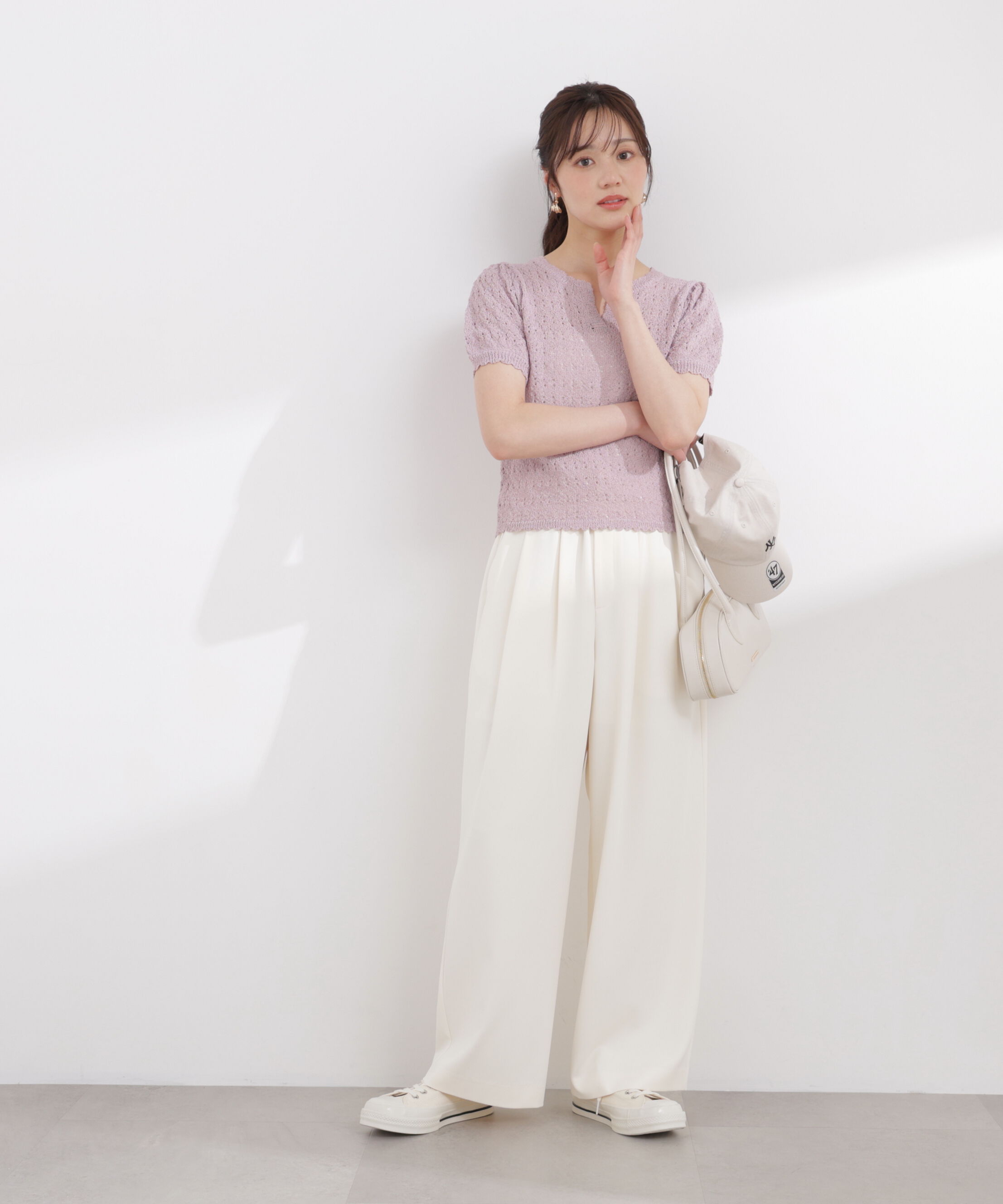 PROPORTION BODY DRESSING「ヘンリーネック透かし編みニット 26SS」|ニット・セーター|