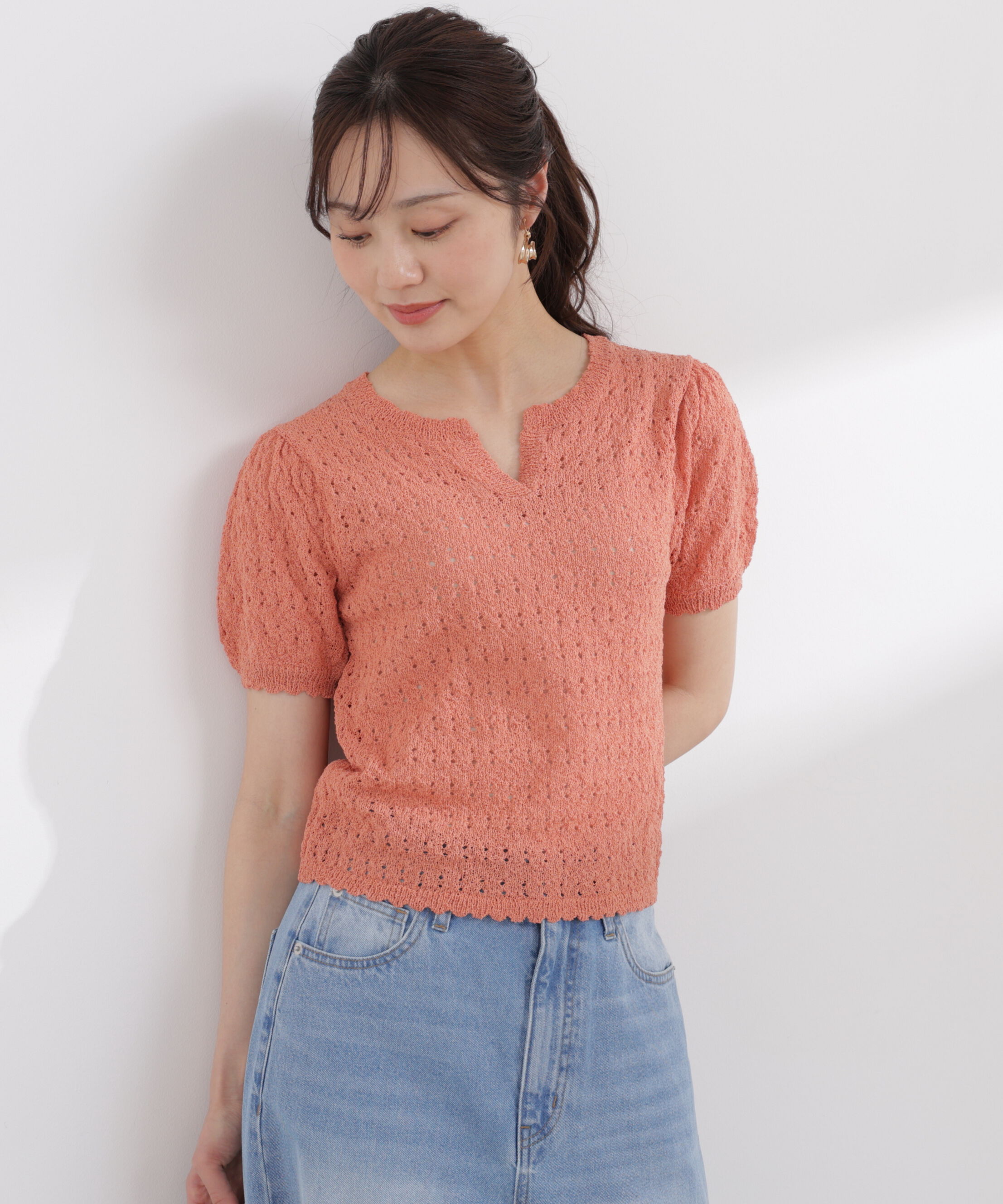 PROPORTION BODY DRESSING「ヘンリーネック透かし編みニット 26SS」|ニット・セーター|