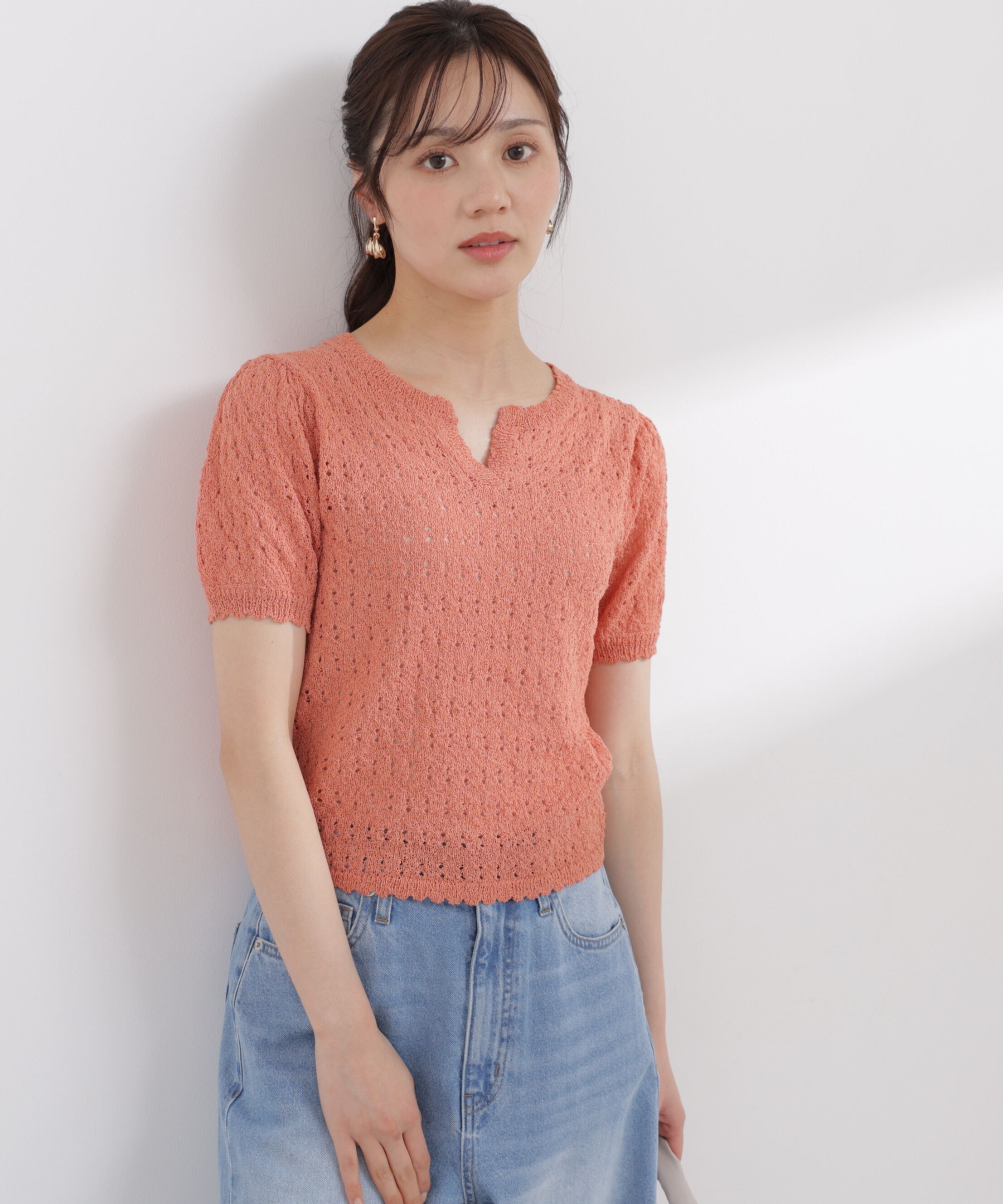 PROPORTION BODY DRESSING「ヘンリーネック透かし編みニット 26SS」|ニット・セーター|