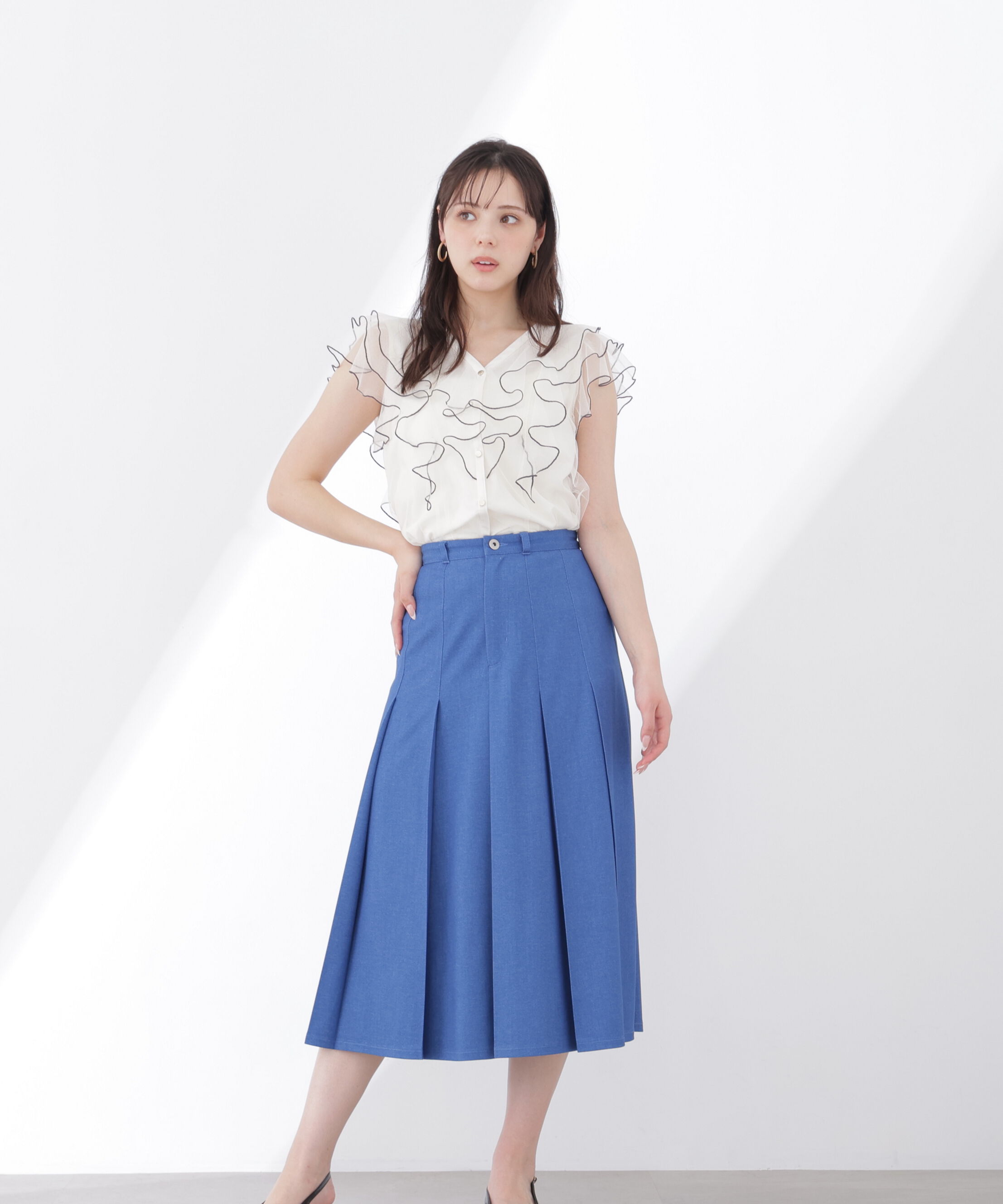 PROPORTION BODY DRESSING「《EDIT COLOGNE》デニムライクプリーツスカート 26SS」|スカート|