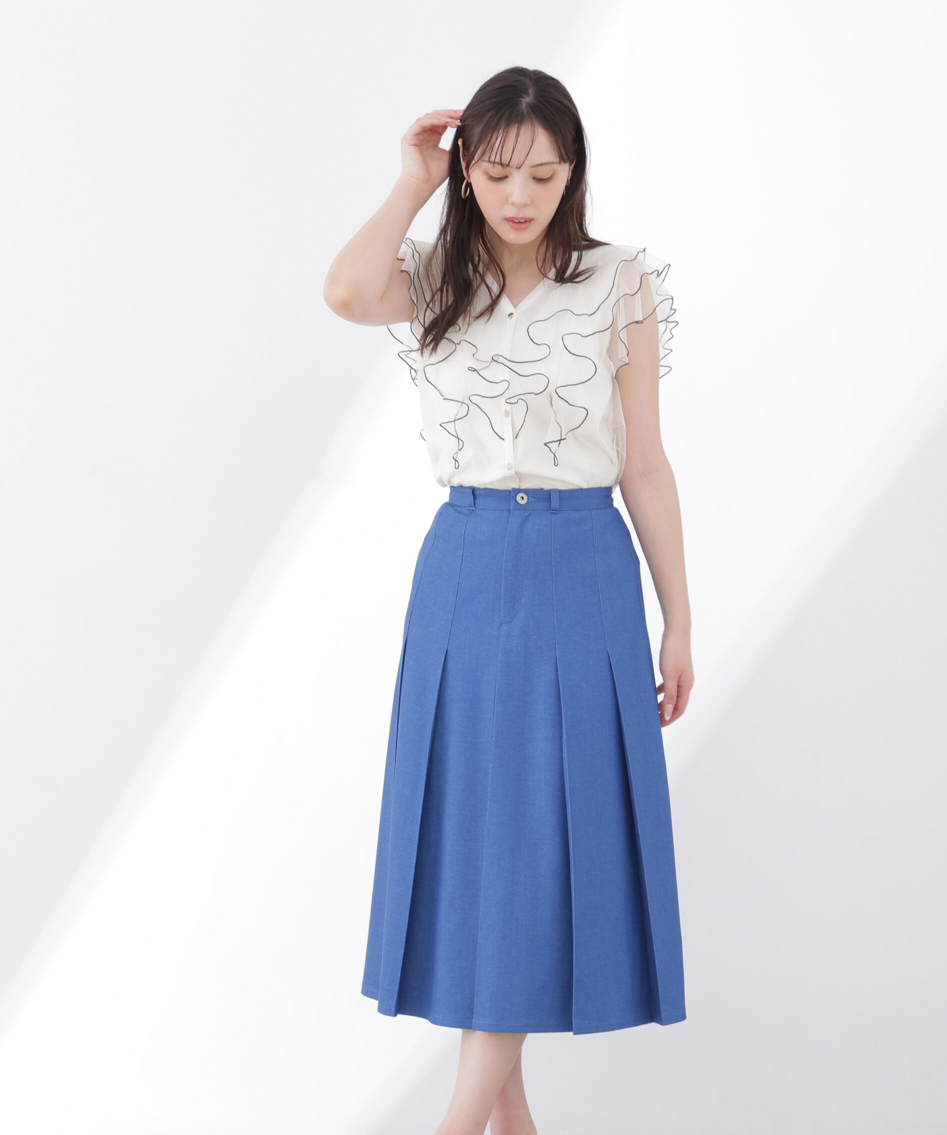 PROPORTION BODY DRESSING「《EDIT COLOGNE》デニムライクプリーツスカート 26SS」|スカート|