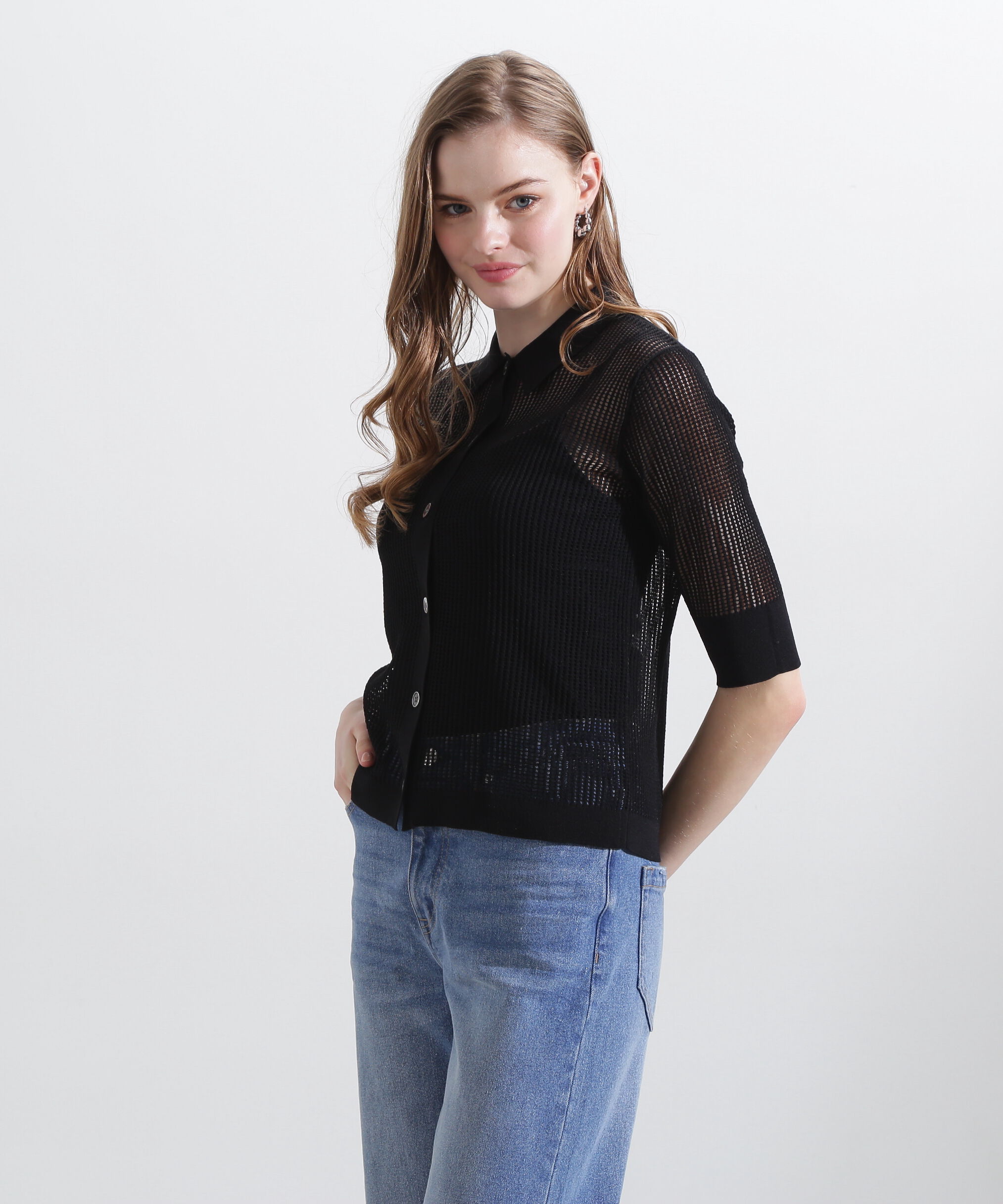  「◆シアーコンビカーディガン」|ニット・セーター|