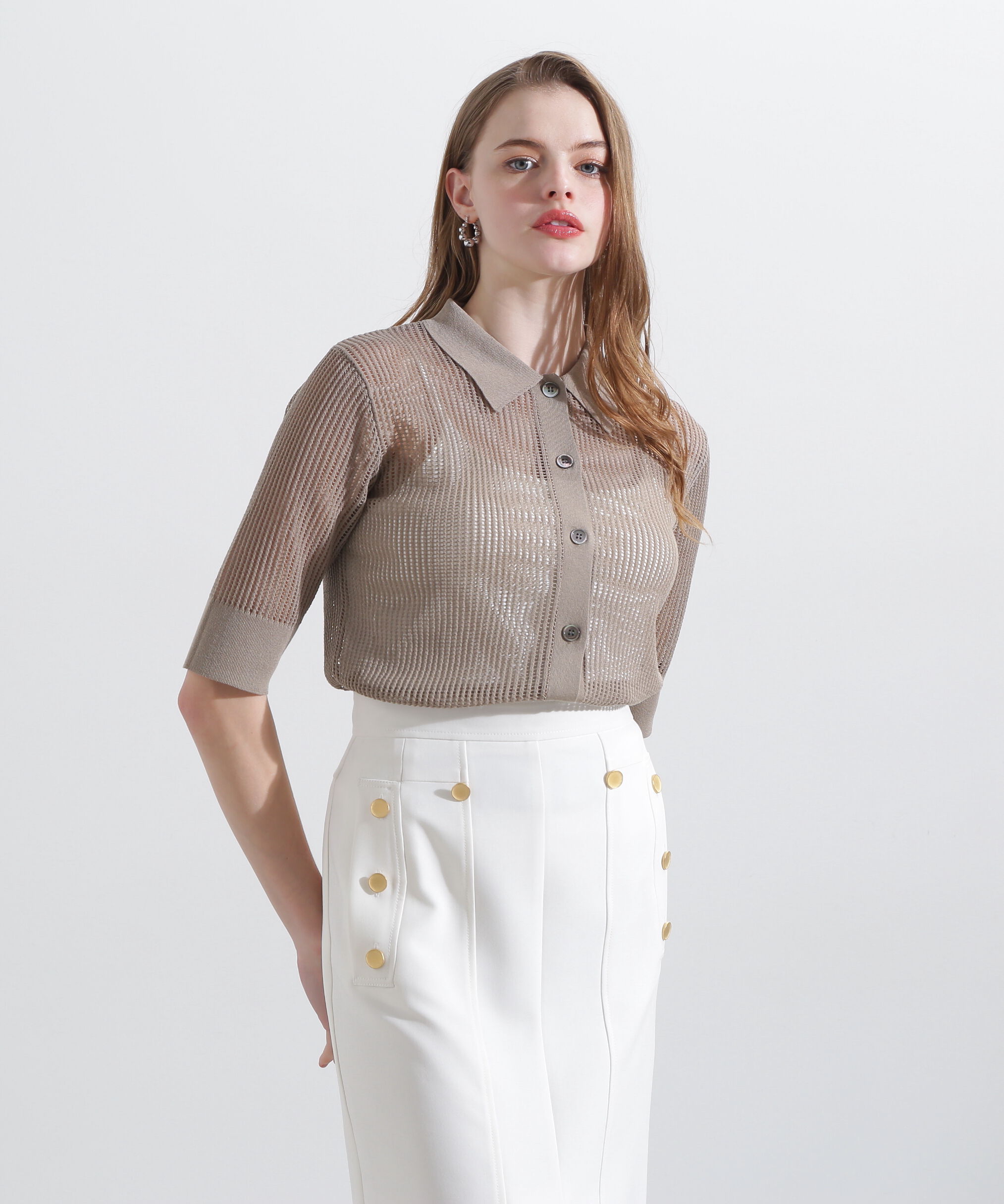  「◆シアーコンビカーディガン」|ニット・セーター|